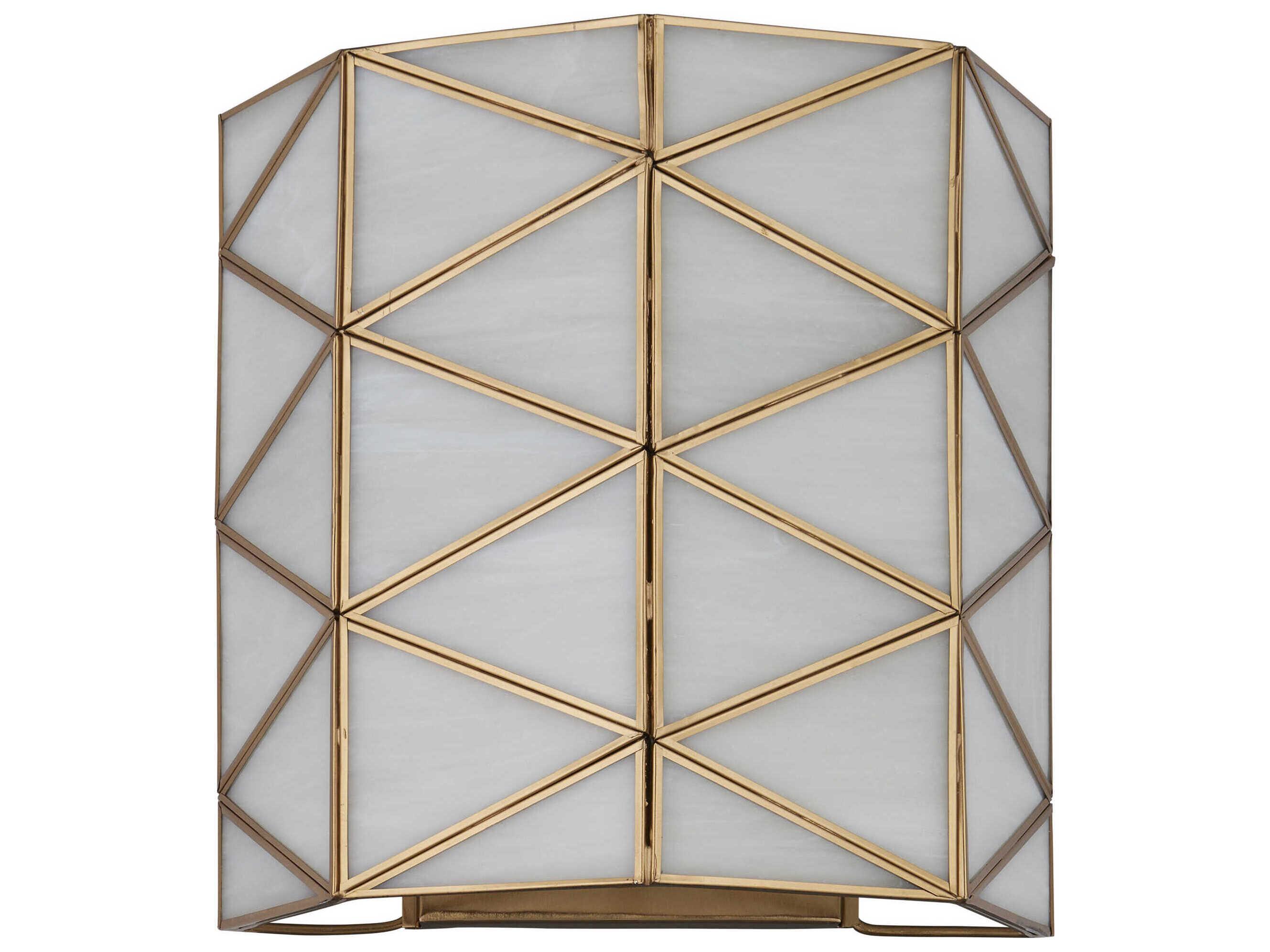 Currey & Company Polyhedron 1-Light White Antique Brass Wall Sconce