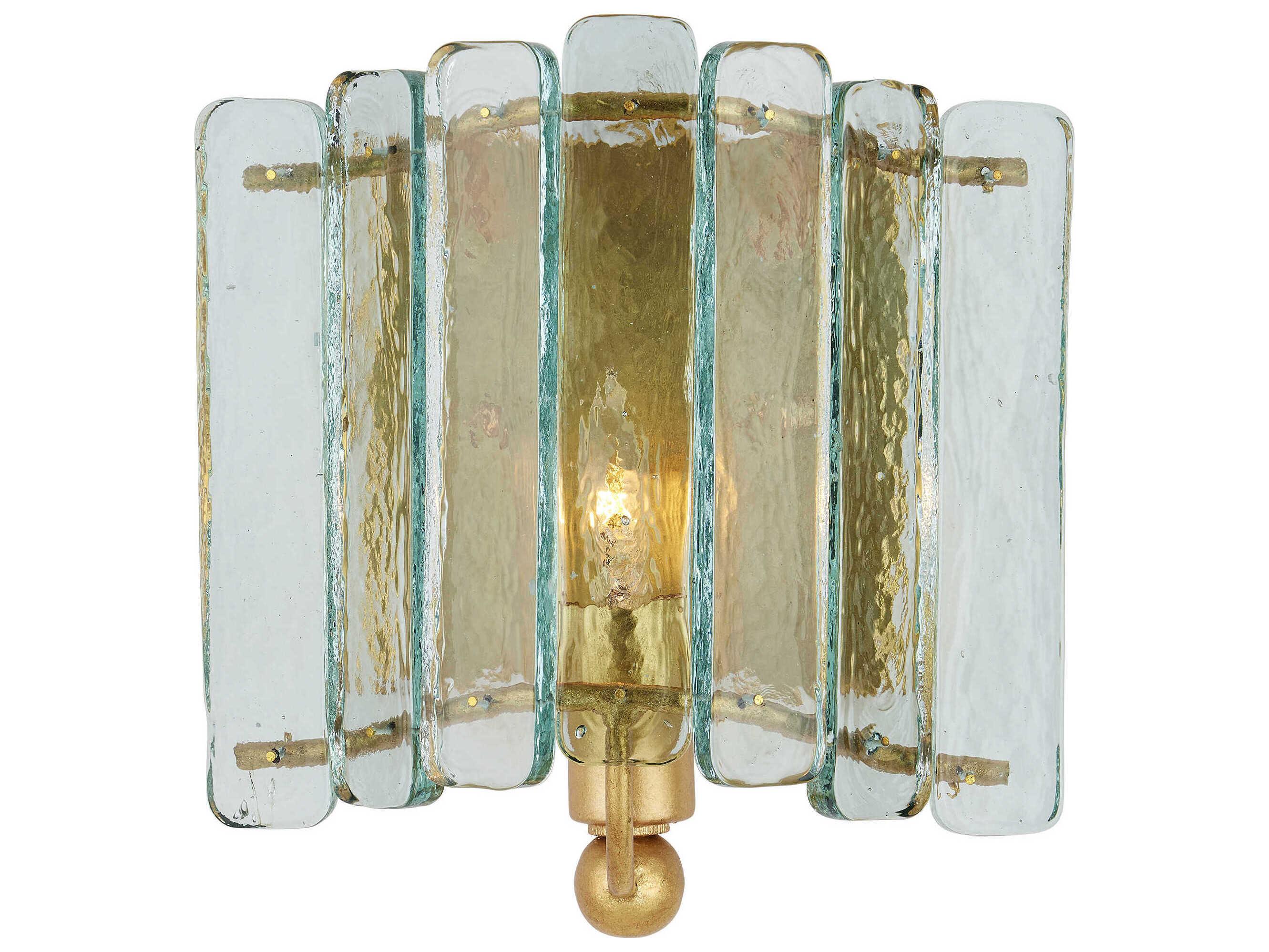 Currey & Company Duvernell 1-Light Contemporary Gold Leaf Clear Wall Sconce