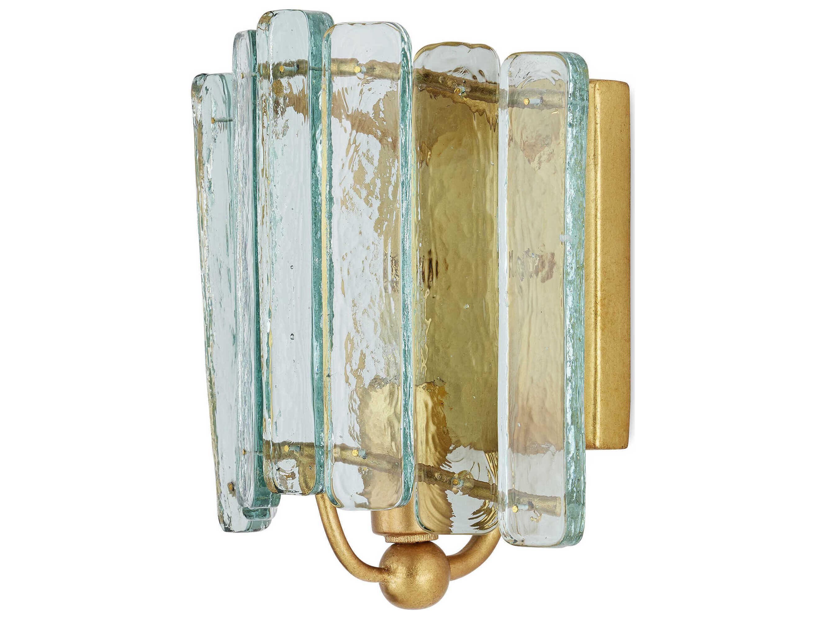 Currey & Company Duvernell 1-Light Contemporary Gold Leaf Clear Wall Sconce