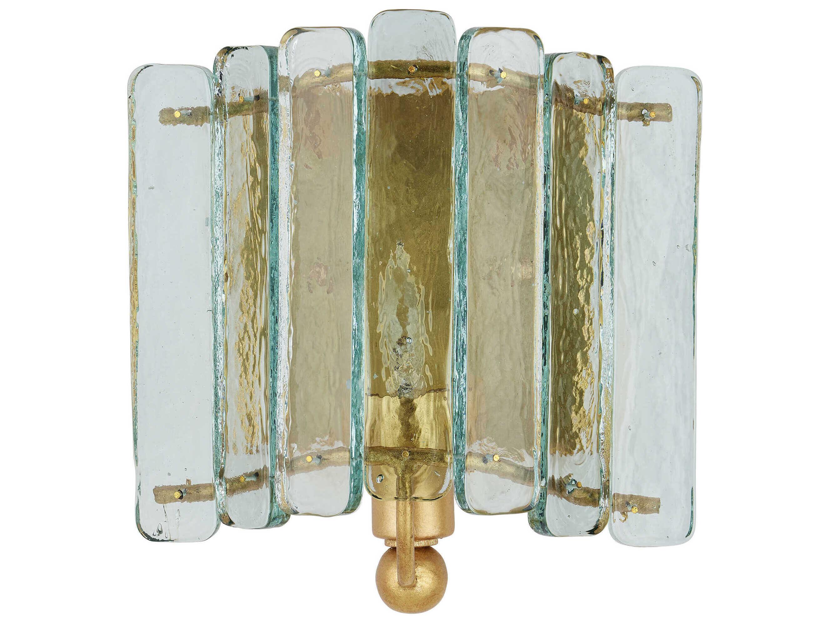 Currey & Company Duvernell 1-Light Contemporary Gold Leaf Clear Wall Sconce