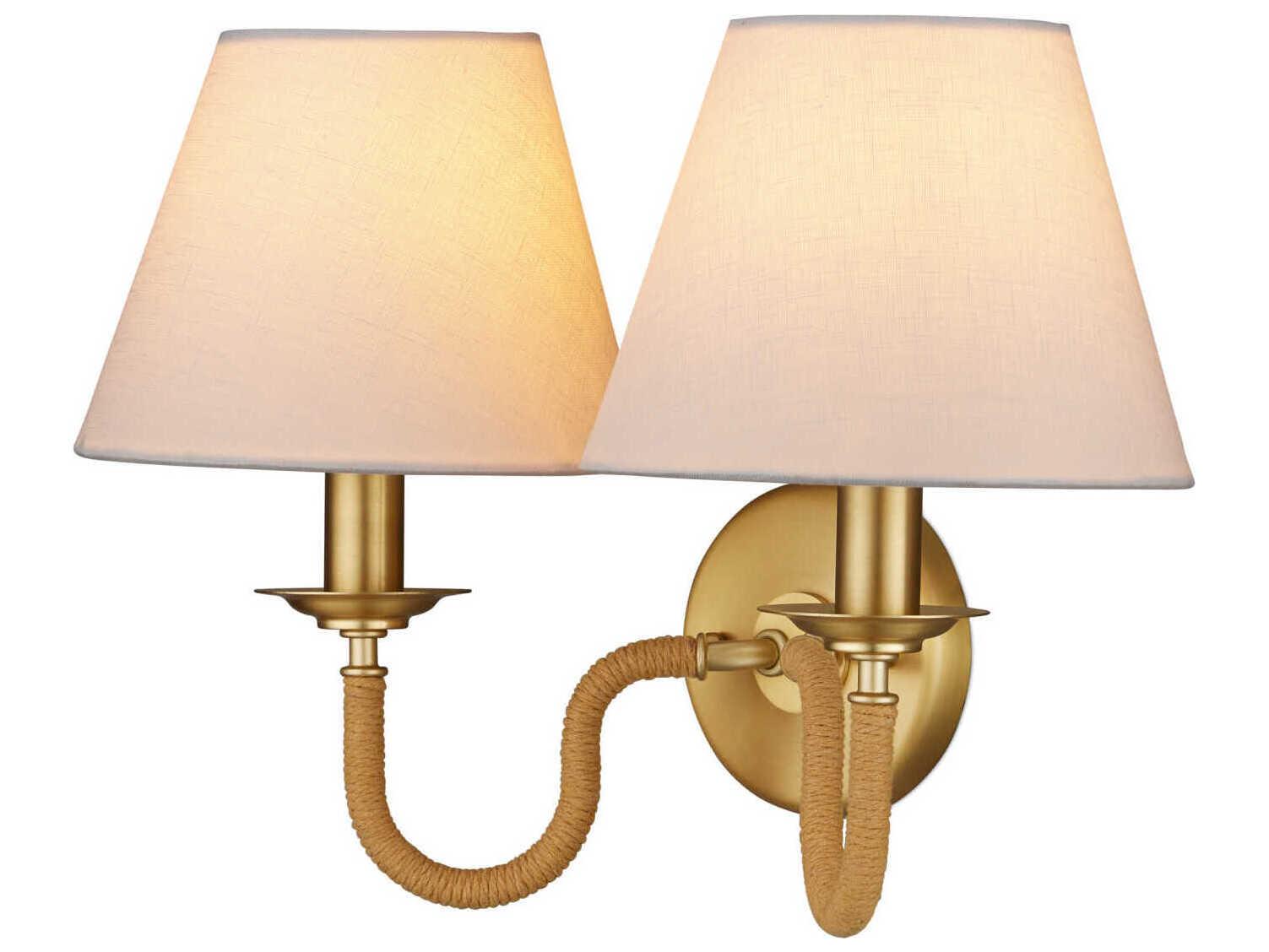 Currey & Company Adala 2-Light Natural Brushed Brass Wall Sconce