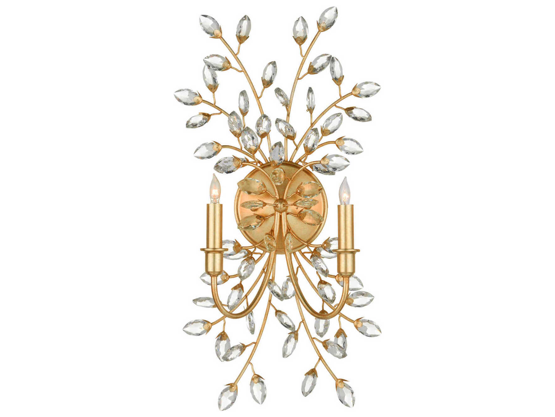 Currey & Company Forget-Me-Not 2-Light Chinois Gold Leaf Wall Sconce