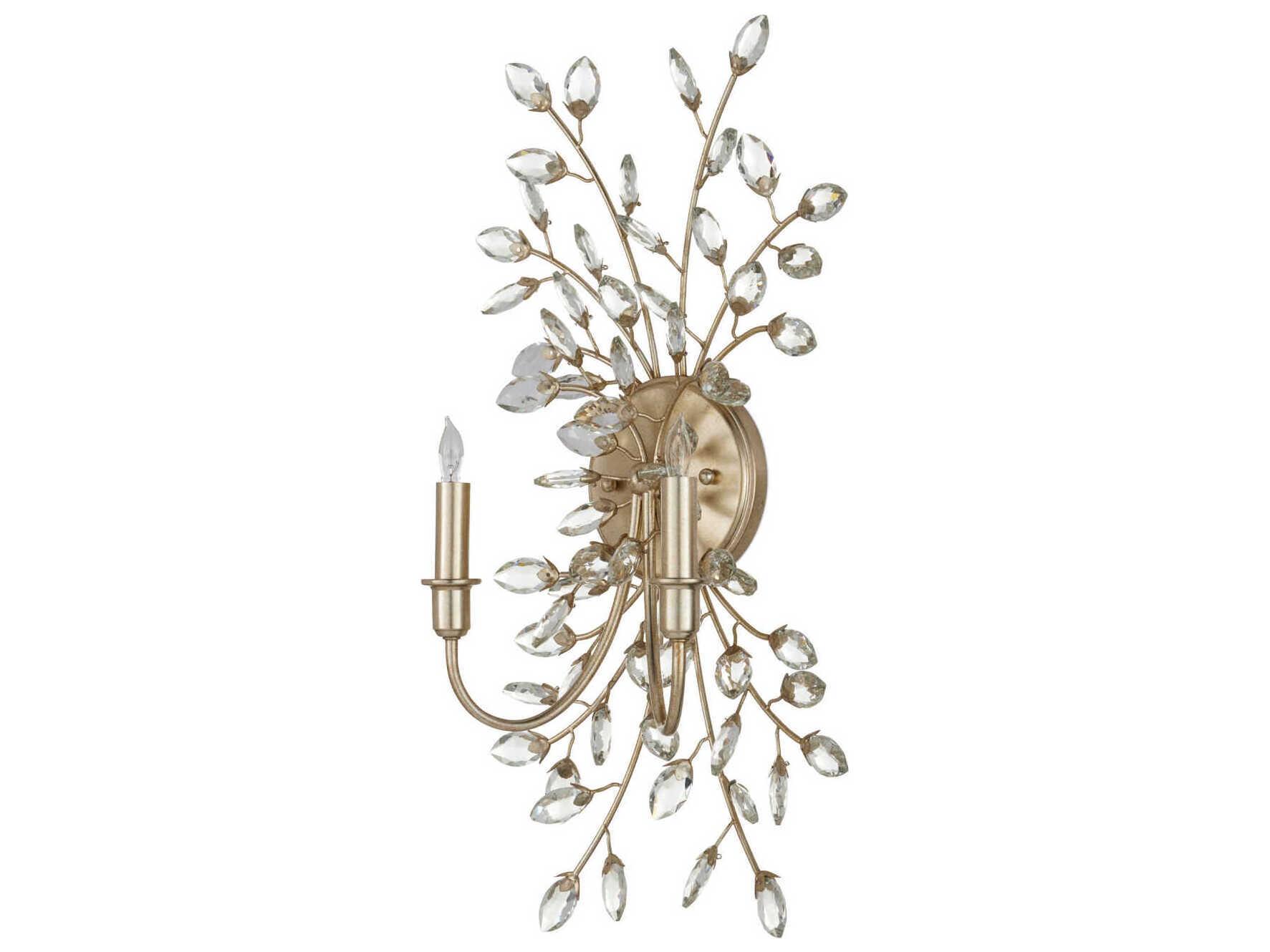 Currey & Company Forget-Me-Not 2-Light Silver Leaf Wall Sconce