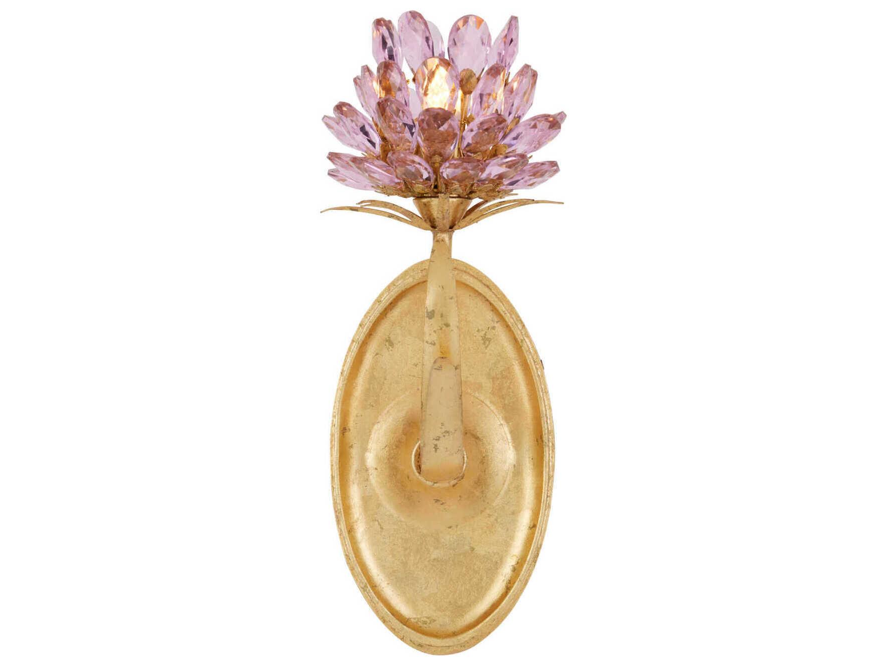 Currey & Company Marilee 1-Light Pink Dutch Gold Leaf Wall Sconce