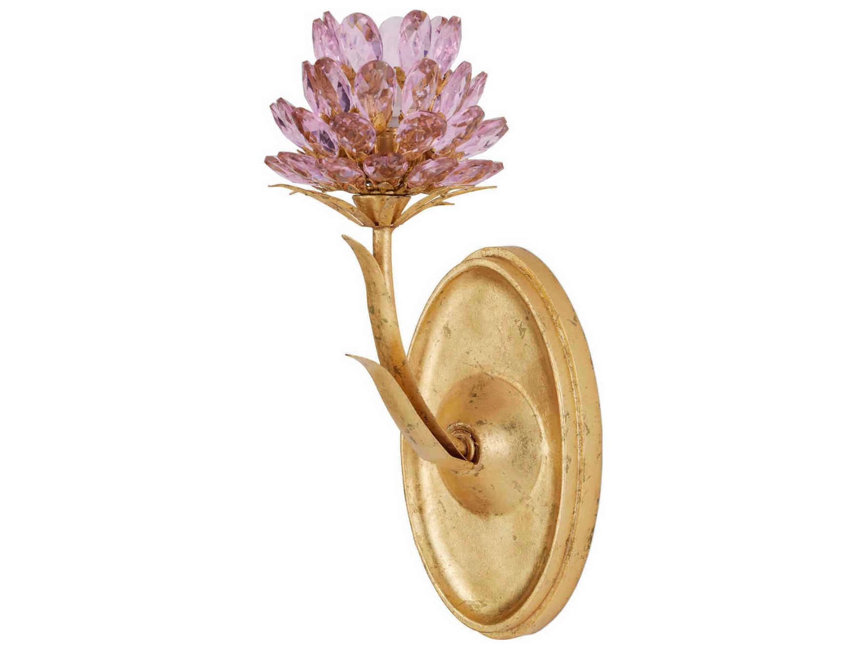 Currey & Company Marilee 1-Light Pink Dutch Gold Leaf Wall Sconce