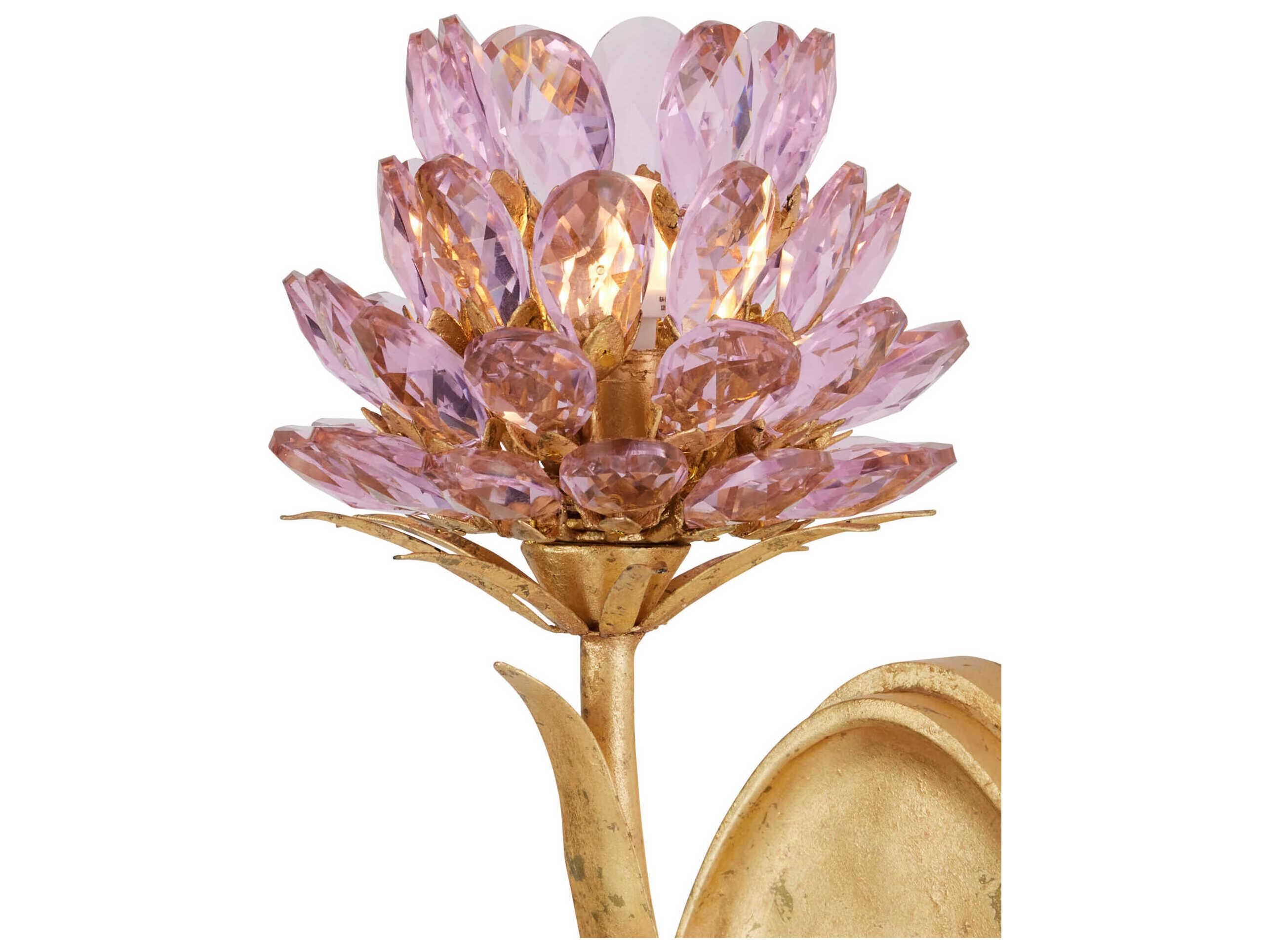 Currey & Company Marilee 1-Light Pink Dutch Gold Leaf Wall Sconce