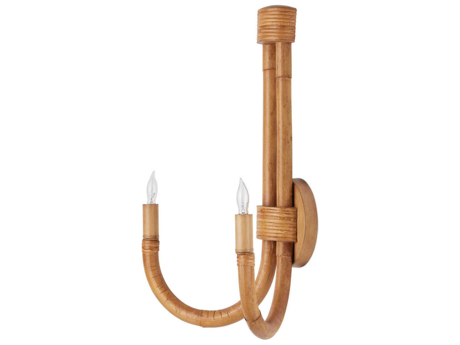 Currey & Company Samsara 2-Light Natural Saddle Tan Wall Sconce