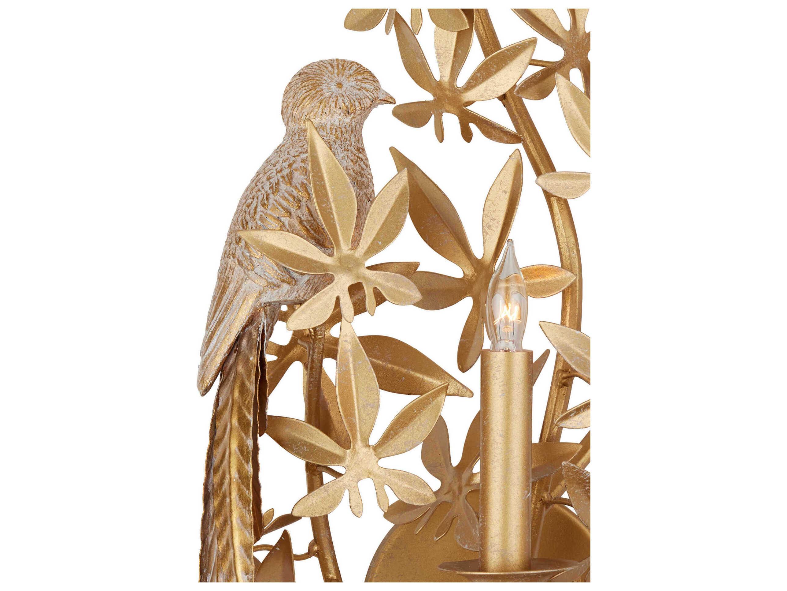 Currey & Company Aviary 1-Light Swedish Gold Wall Sconce