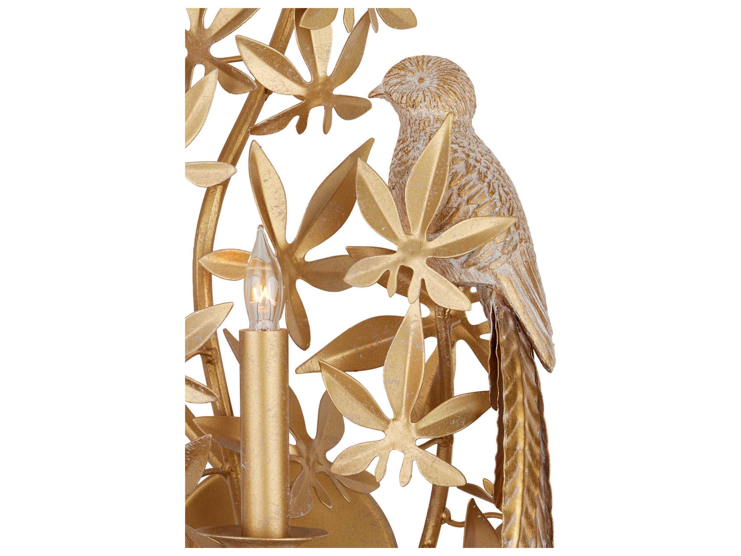 Currey & Company Aviary 1-Light Swedish Gold Wall Sconce