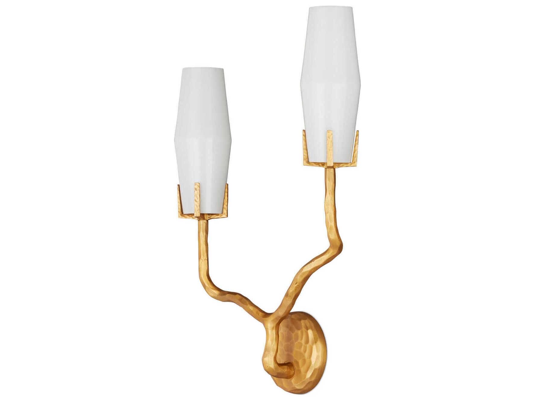 Currey & Company Mathilda 2-Light White Matte Gold Wall Sconce