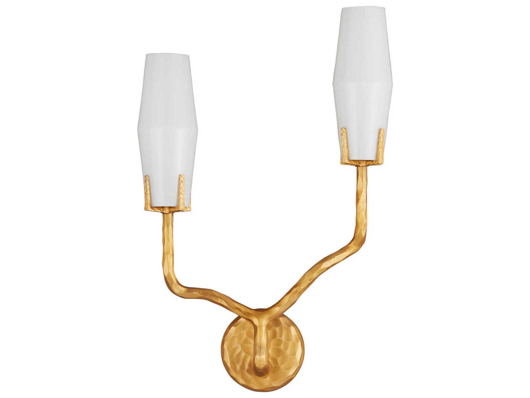 Currey & Company Mathilda 2-Light White Matte Gold Wall Sconce