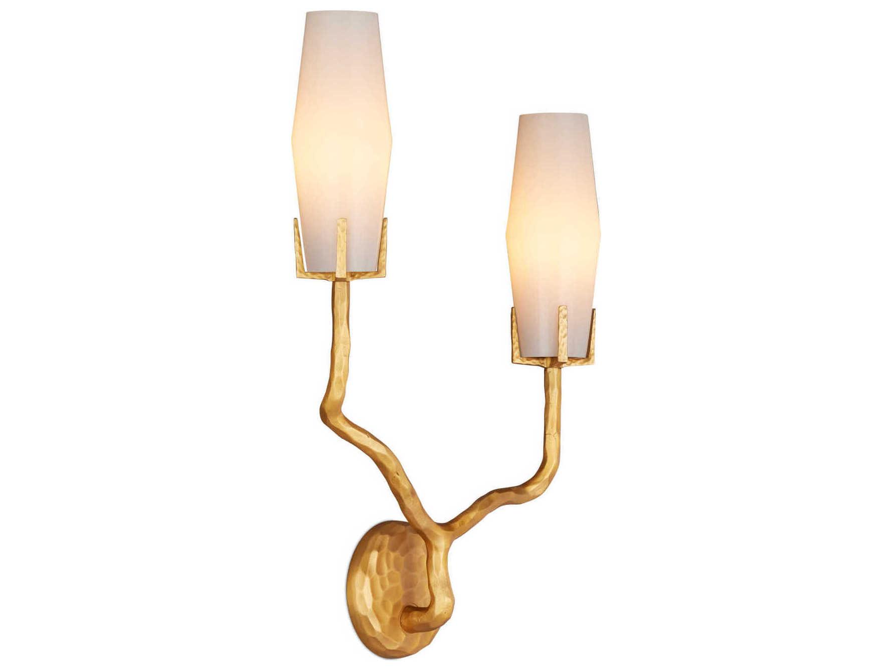 Currey & Company Mathilda 2-Light White Matte Gold Wall Sconce