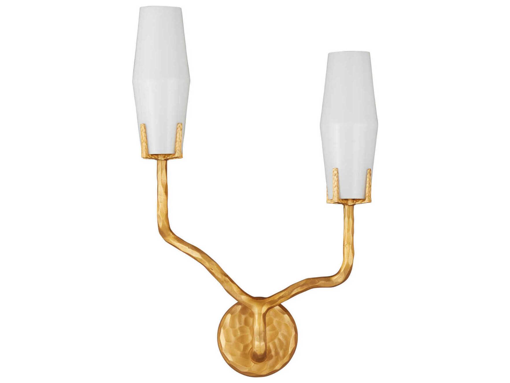 Currey & Company Mathilda 2-Light White Matte Gold Wall Sconce