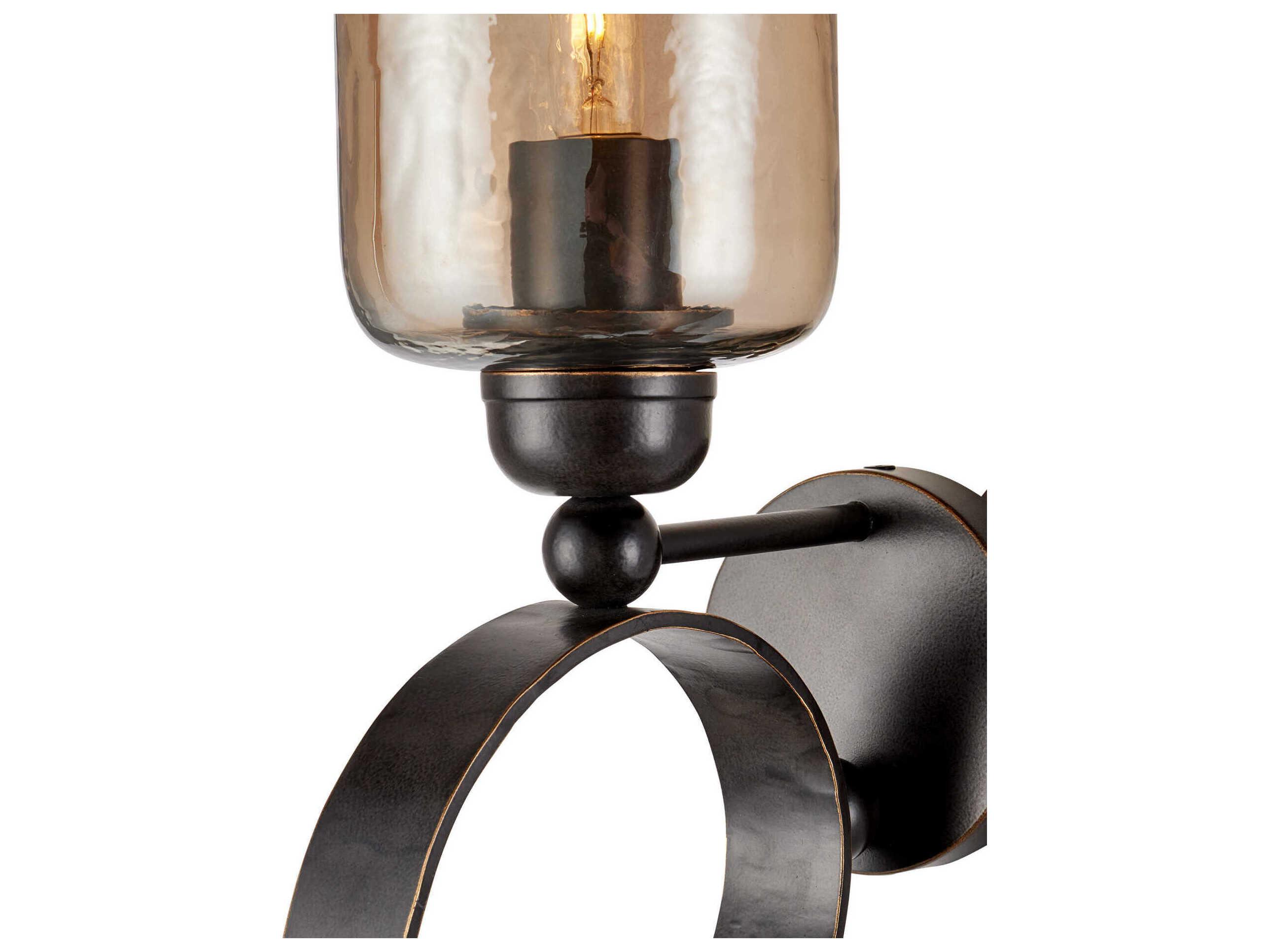 Currey & Company Wemyss 1-Light Gilded Oak Black Traditional Wall Sconce