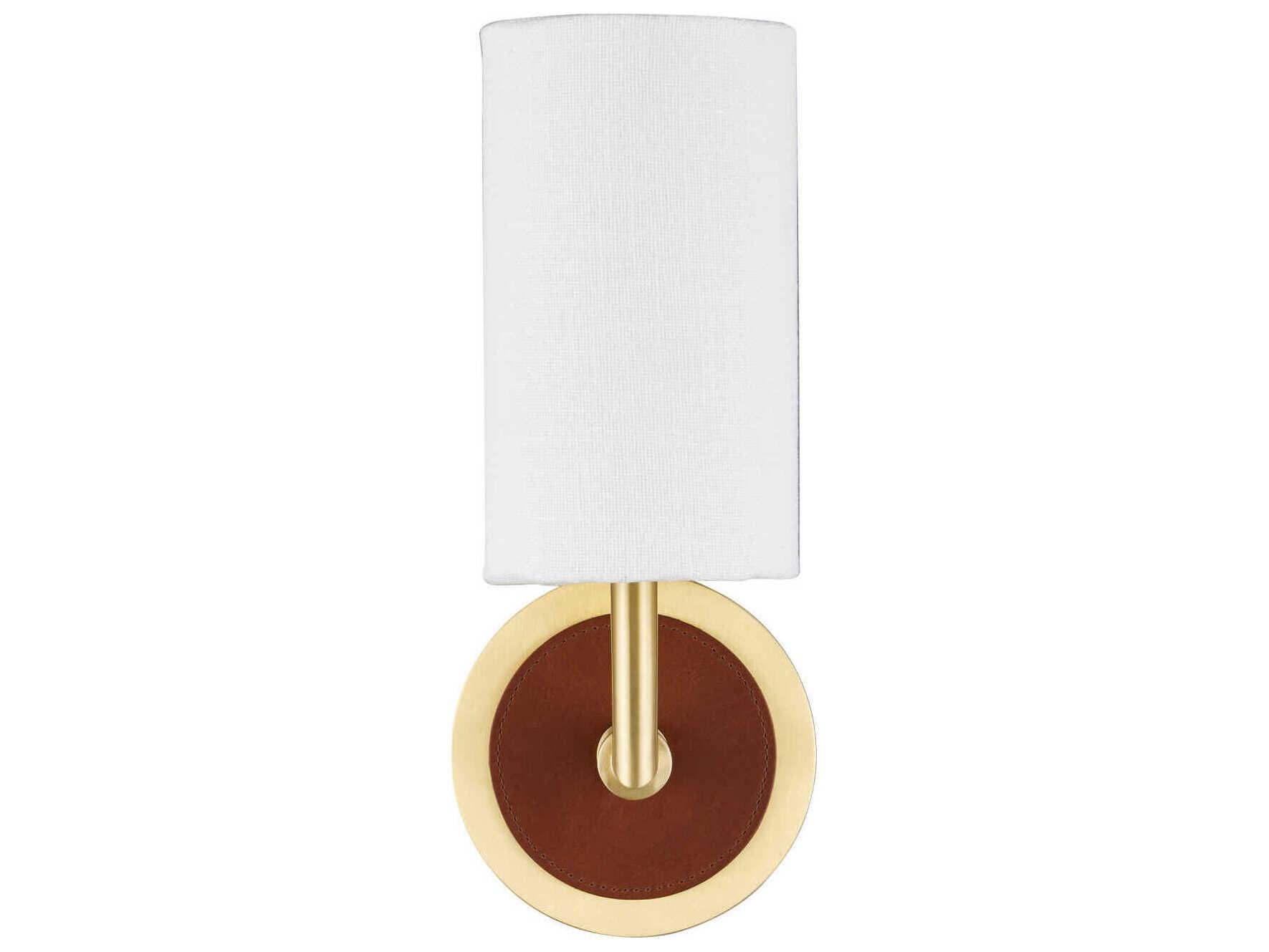 Currey & Company Ellerston 1-Light Saddle Brown Brushed Brass Wall Sconce