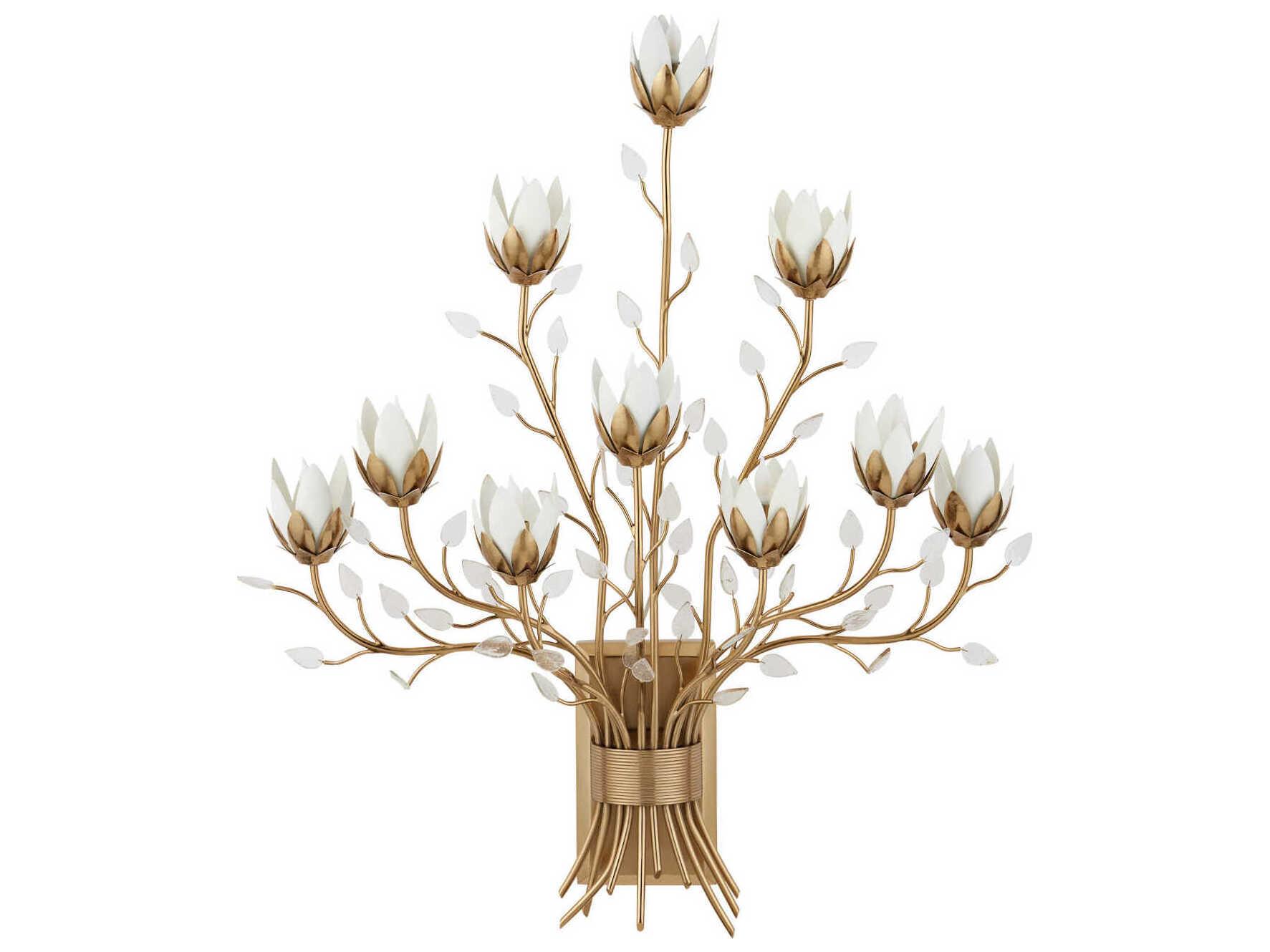 Currey & Company Star Magnolia 10-Light Antique Brass Wall Sconce
