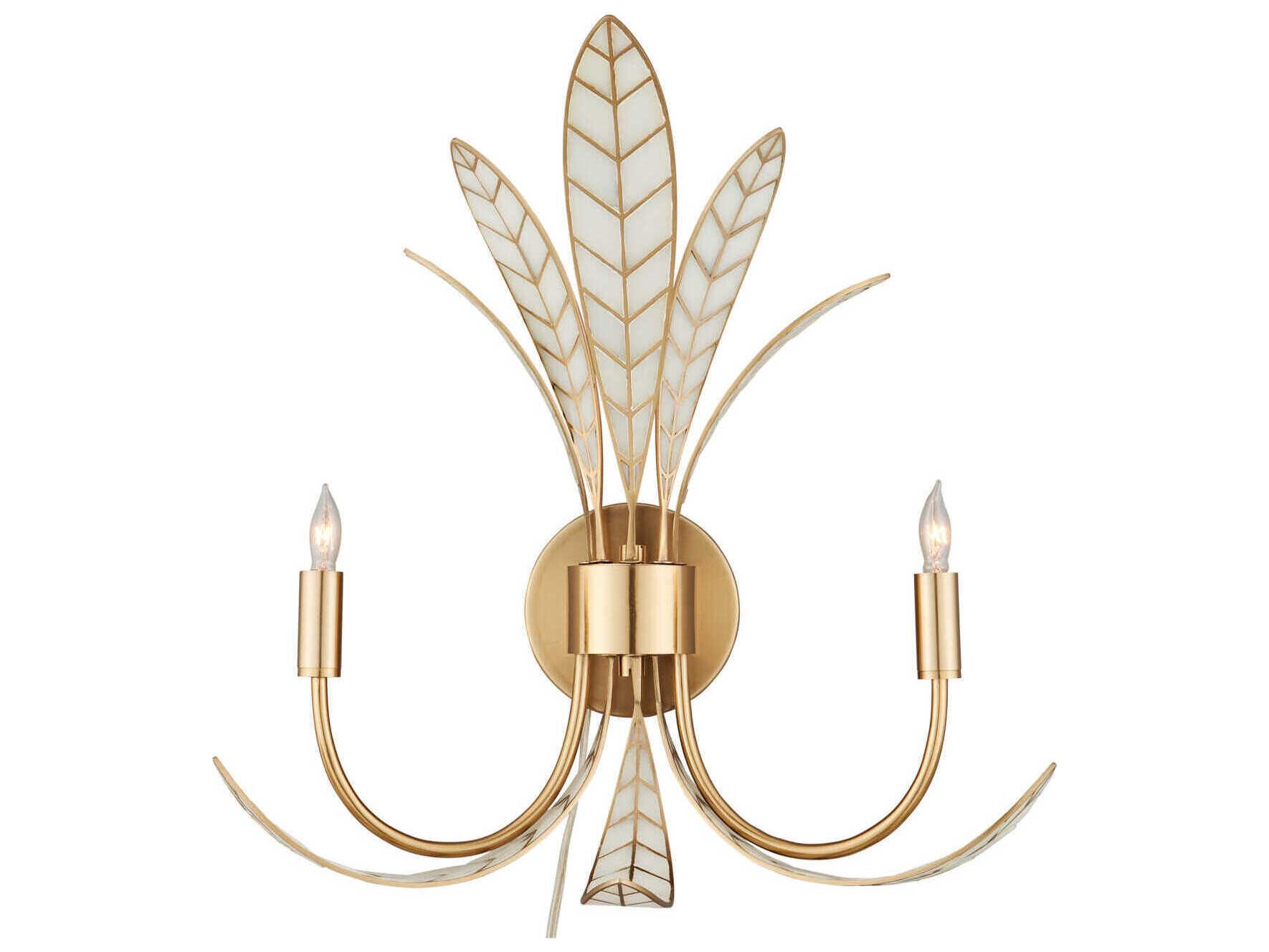 Currey & Company Foliatura 2-Light Antique Brass Wall Sconce