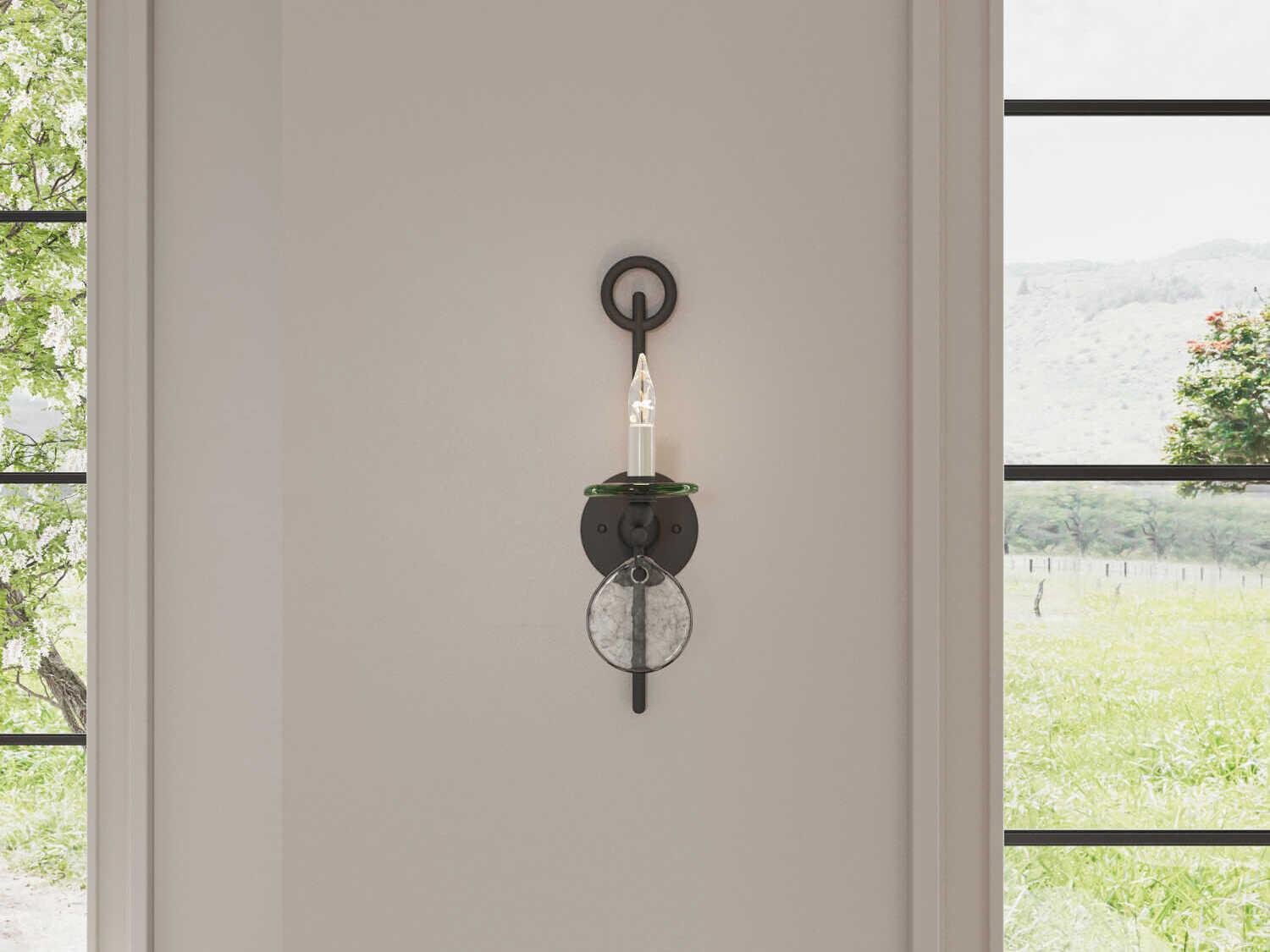 Currey & Company Sethos 1-Light Old Iron Black Glass Wall Sconce