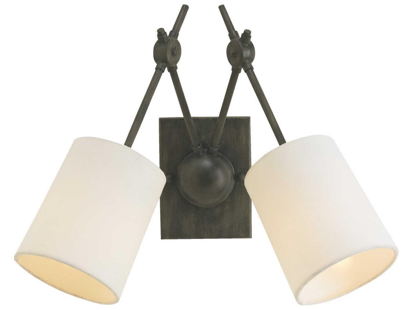 Currey & Company Compass 2-Light Cupertino Black Wall Sconce