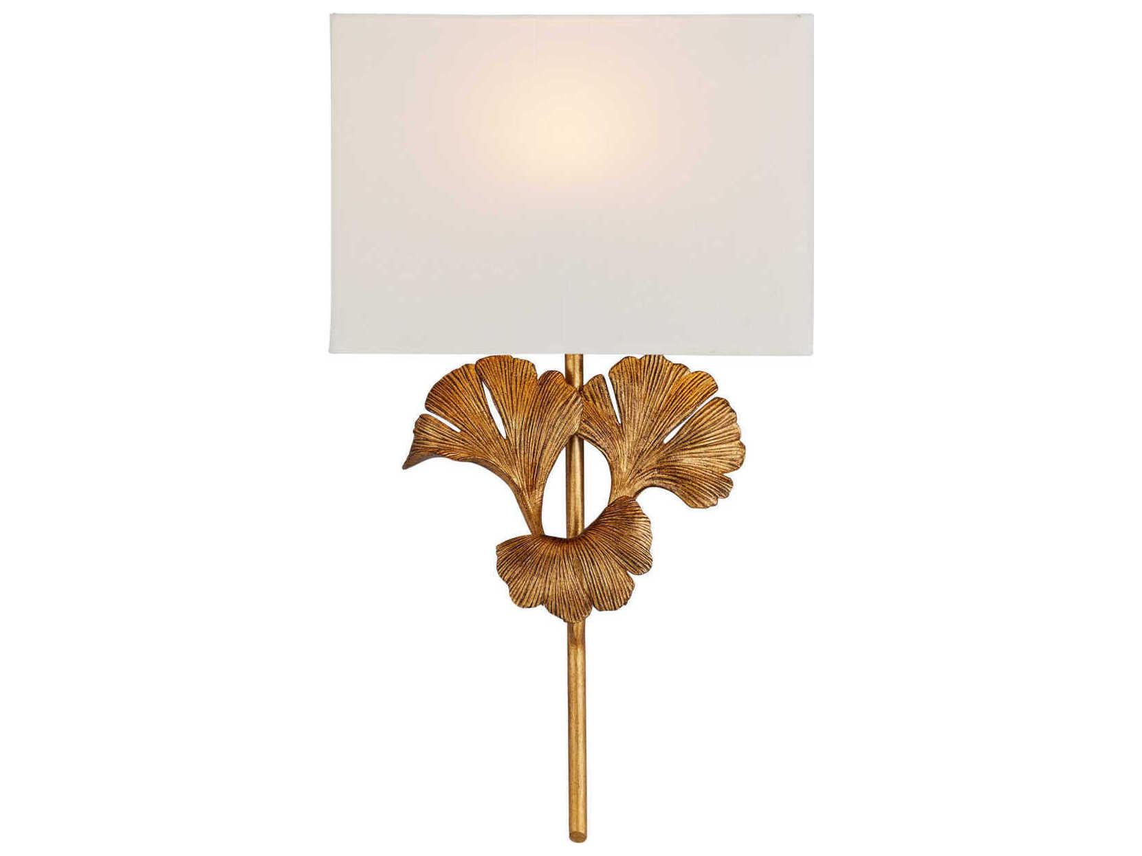 Currey & Company Gingko 1-Light Chinois Antique Gold Leaf Wall Sconce