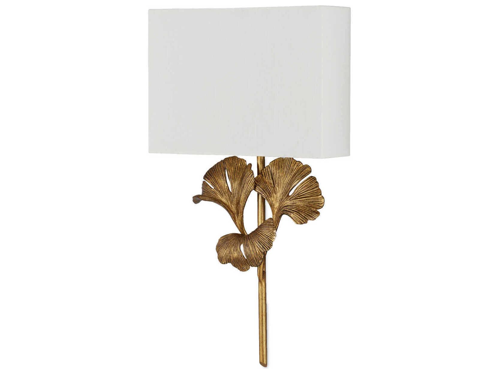 Currey & Company Gingko 1-Light Chinois Antique Gold Leaf Wall Sconce