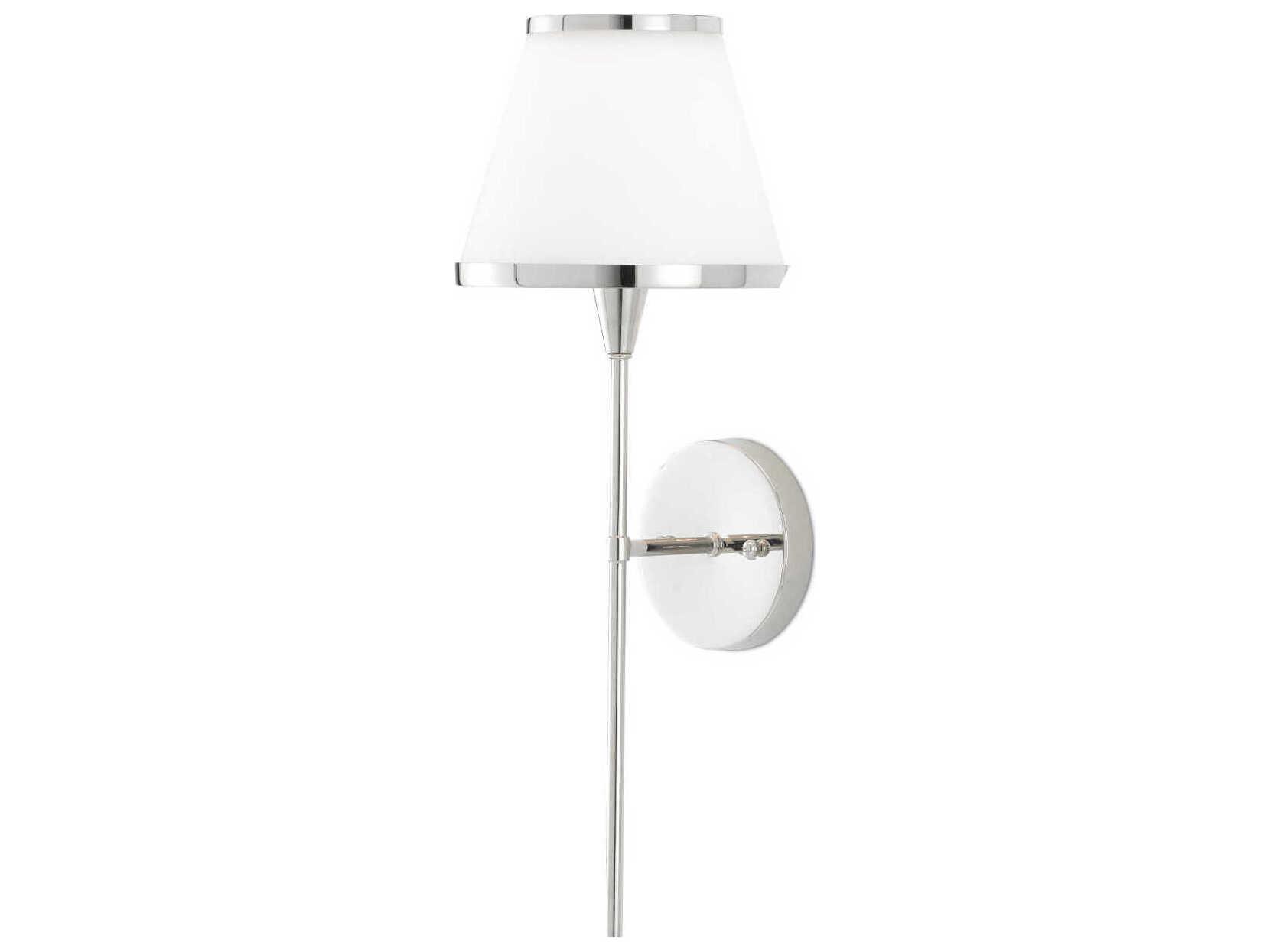 Currey & Company Brimsley 1-Light Polished Nickel Glass Wall Sconce