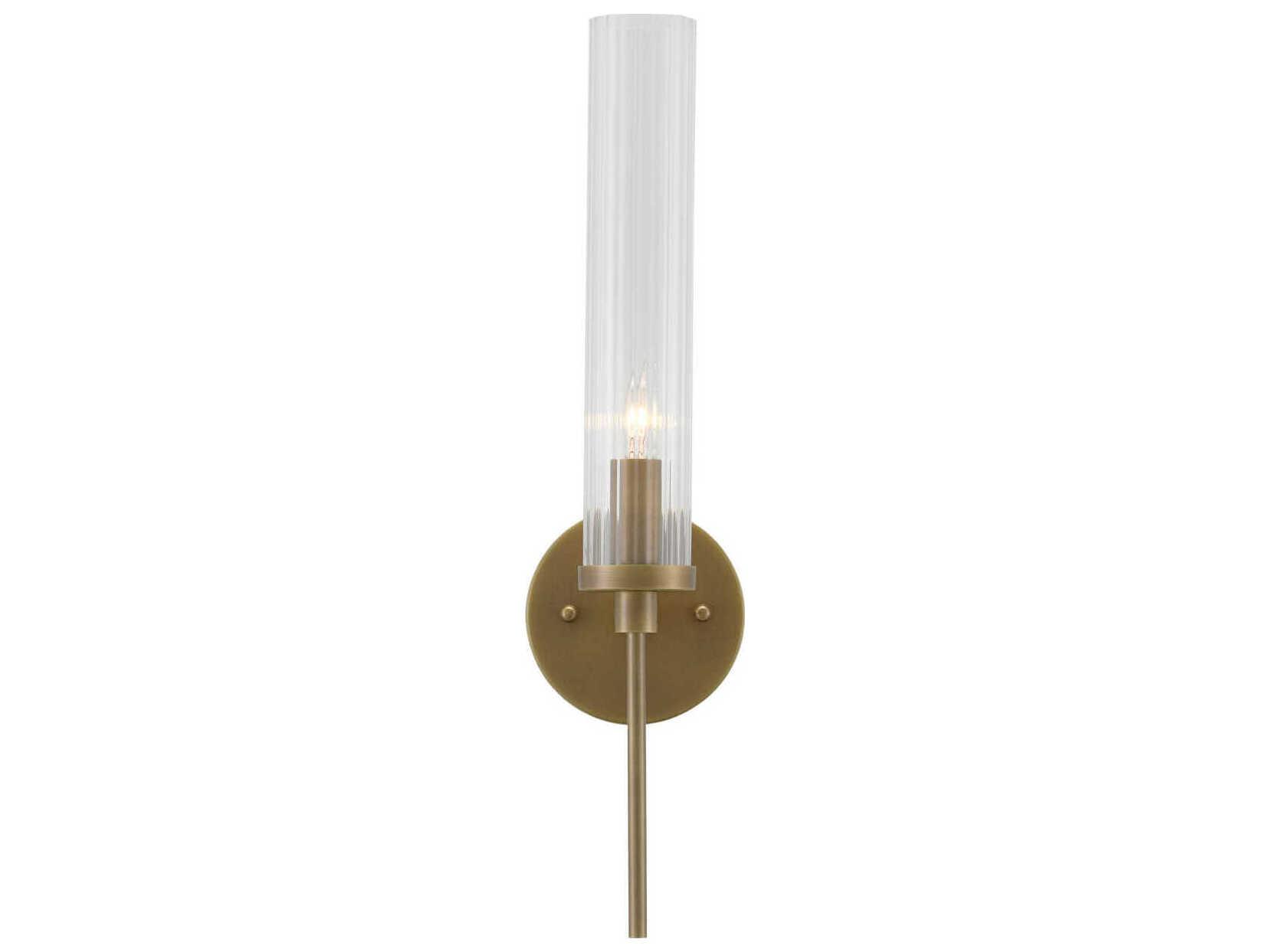 Currey & Company Bellings 1-Light Antique Brass Clear Glass Wall Sconce