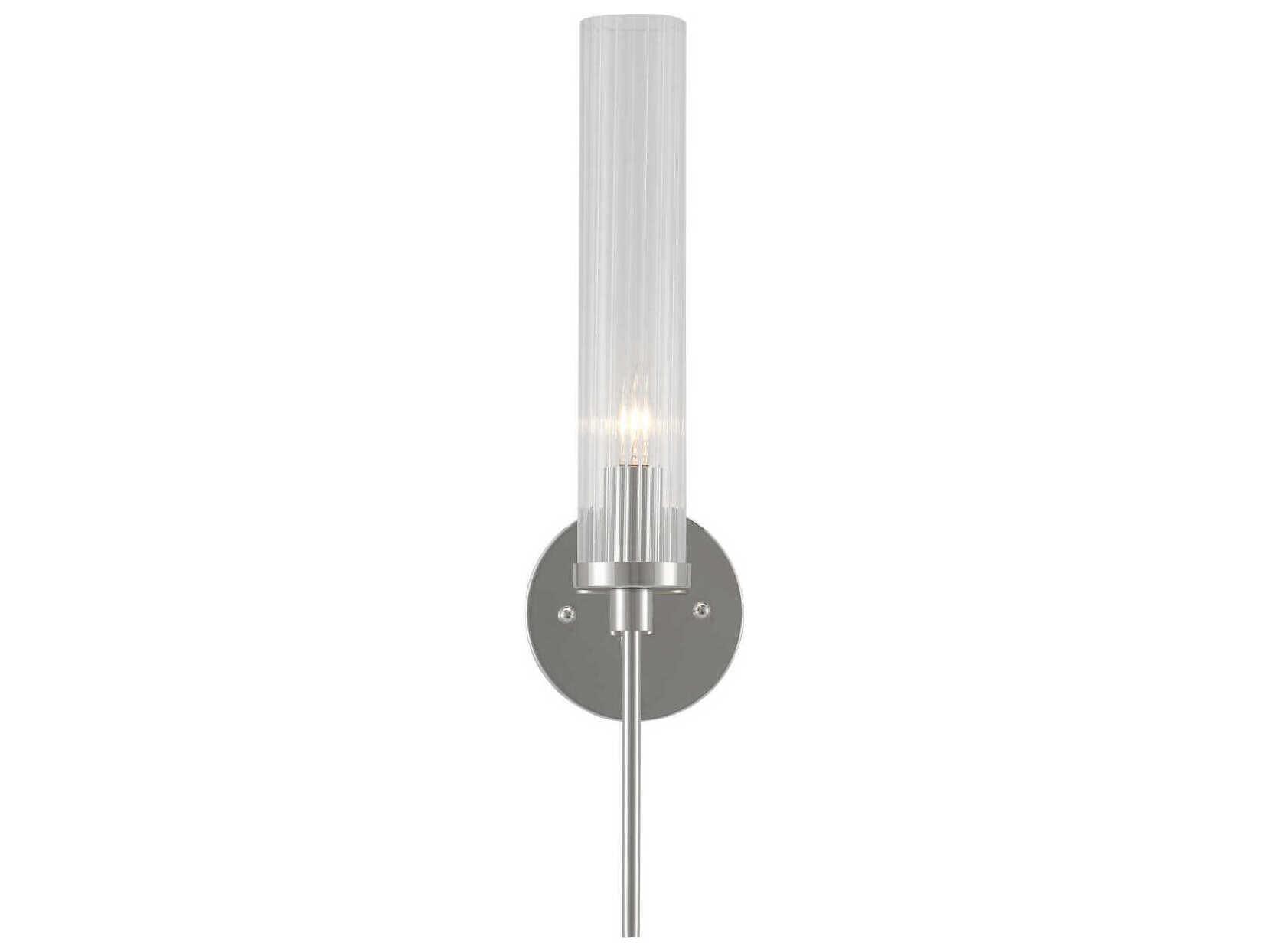 Currey & Company Bellings 1-Light Polished Nickel Clear Glass Wall Sconce