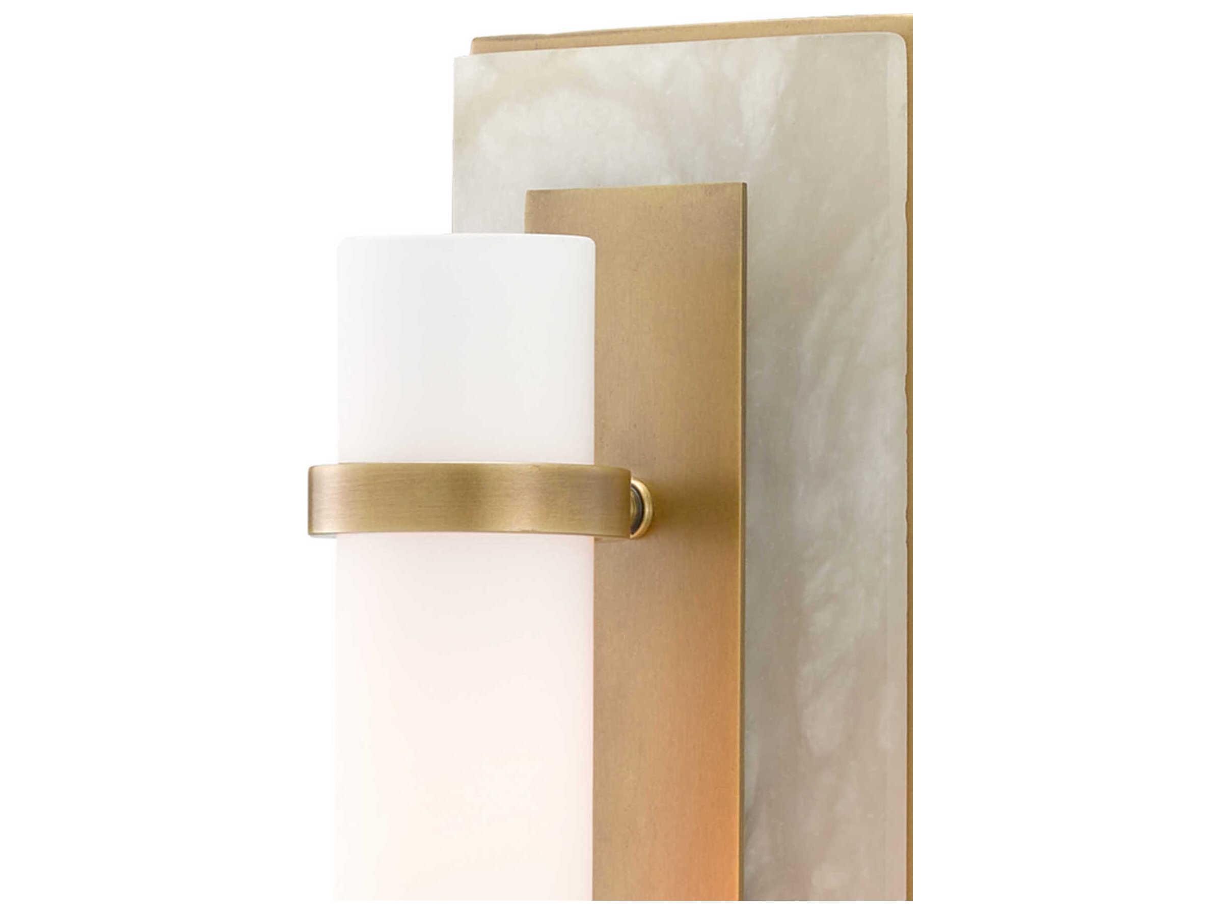 Currey & Company Bruneau 1-Light Natural Alabaster Antique Brass White Glass Wall Sconce