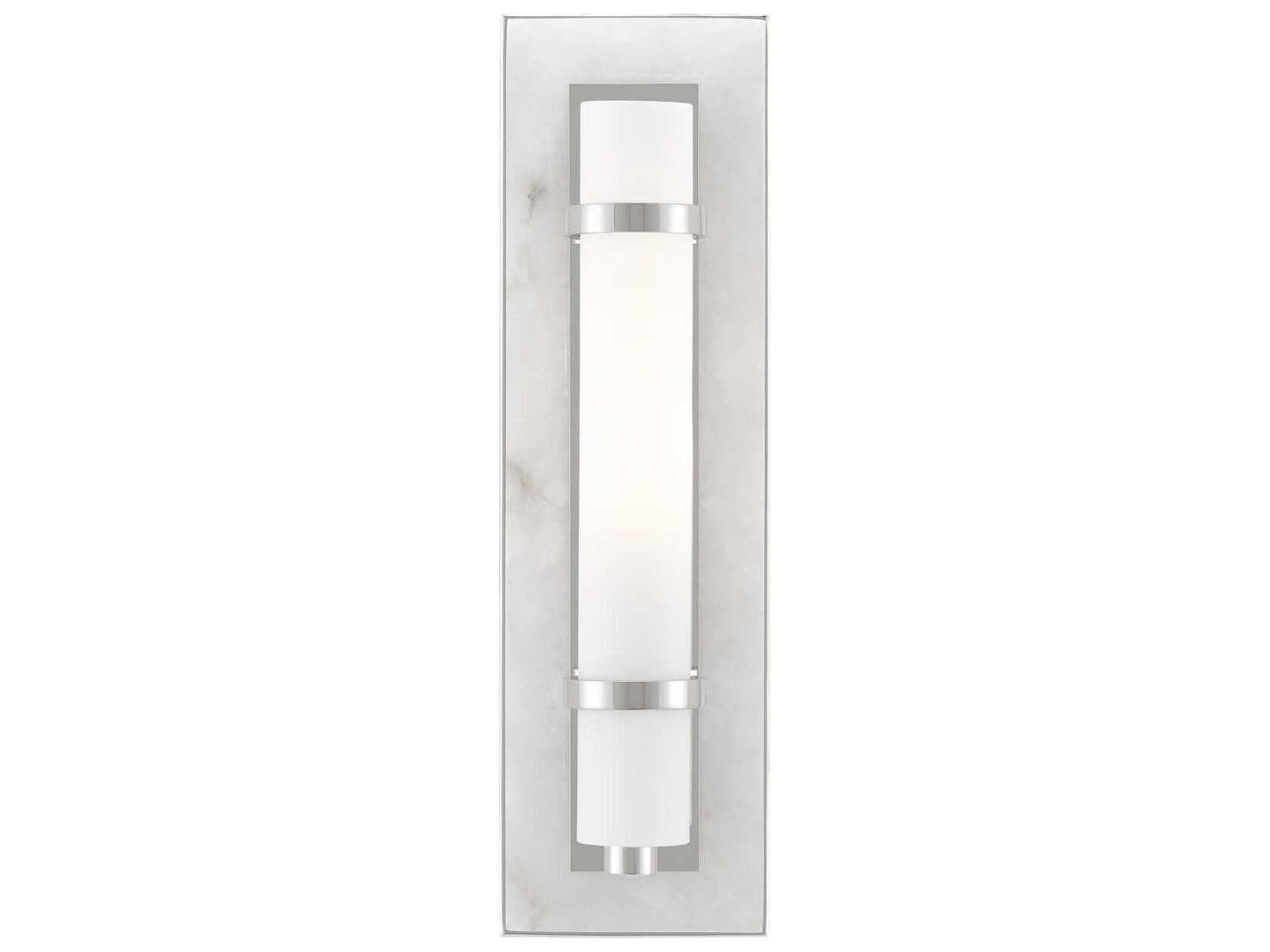 Currey & Company Bruneau 1-Light Natural Alabaster Polished Nickel White Glass Wall Sconce