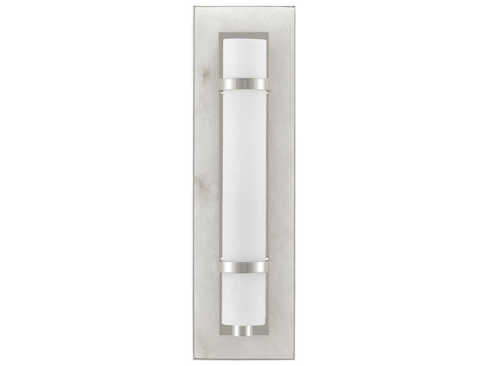 Currey & Company Bruneau 1-Light Natural Alabaster Polished Nickel White Glass Wall Sconce
