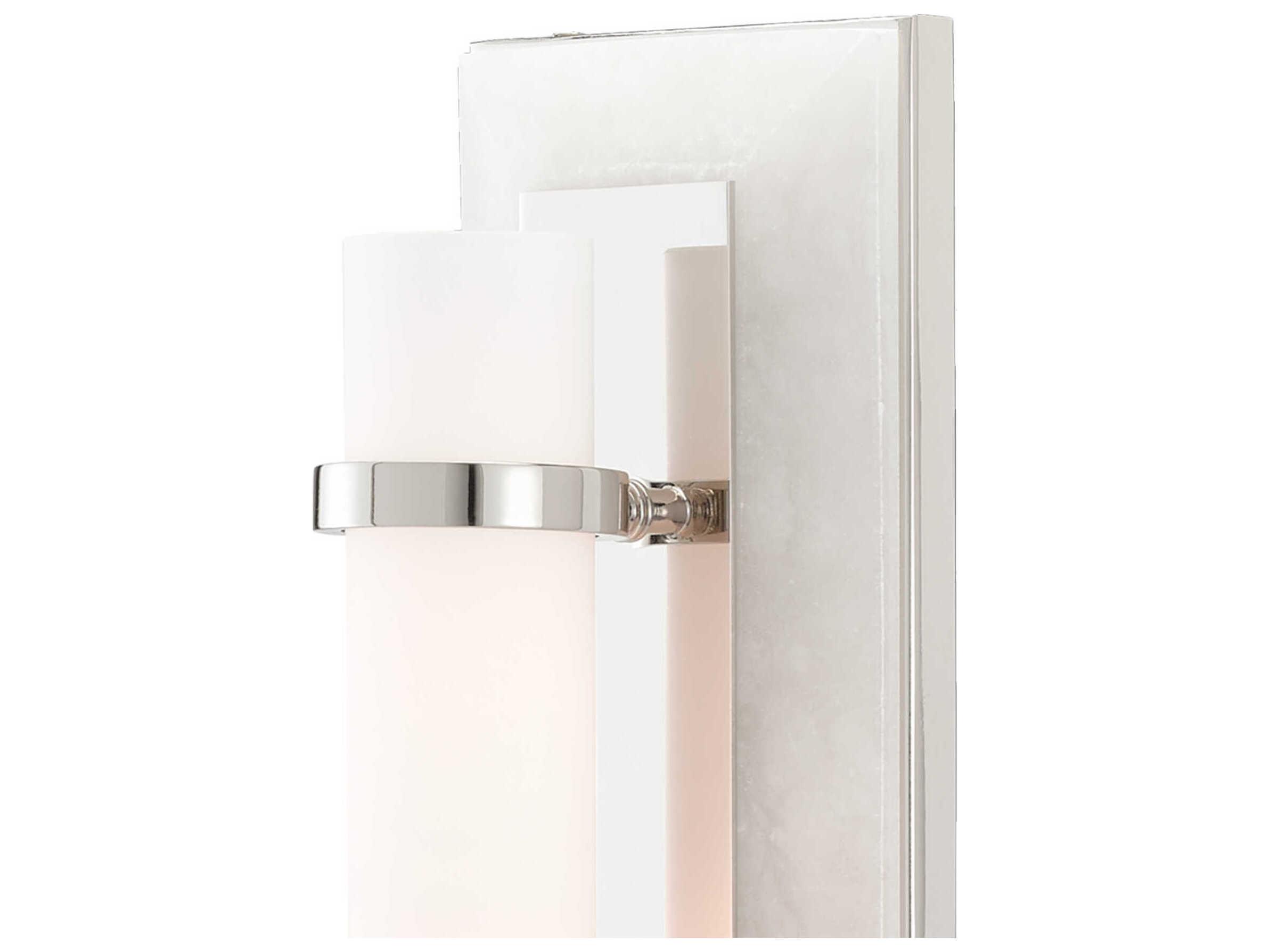 Currey & Company Bruneau 1-Light Natural Alabaster Polished Nickel White Glass Wall Sconce
