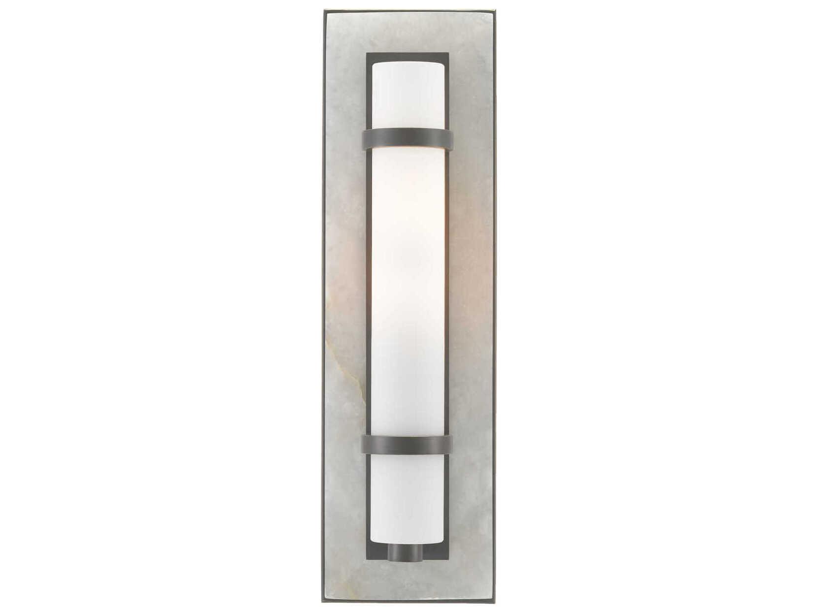 Currey & Company Bruneau 1-Light Natural Alabaster Oil Rubbed Bronze White Glass Wall Sconce