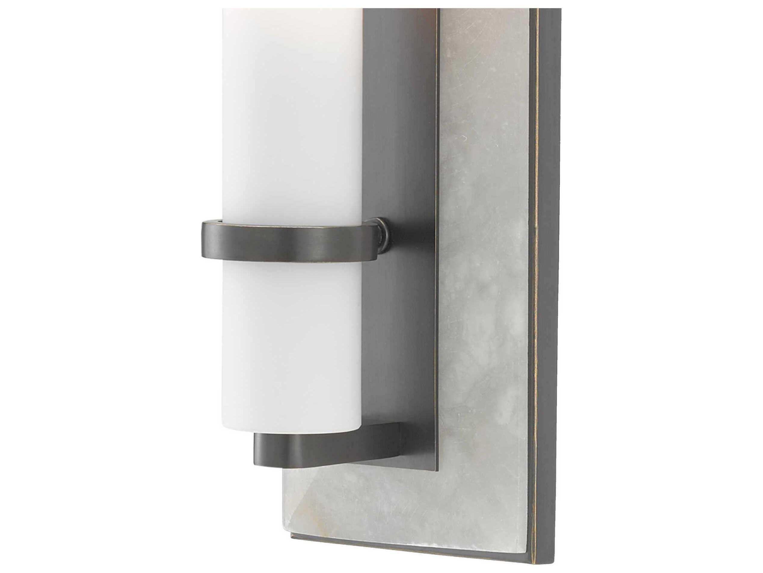 Currey & Company Bruneau 1-Light Natural Alabaster Oil Rubbed Bronze White Glass Wall Sconce