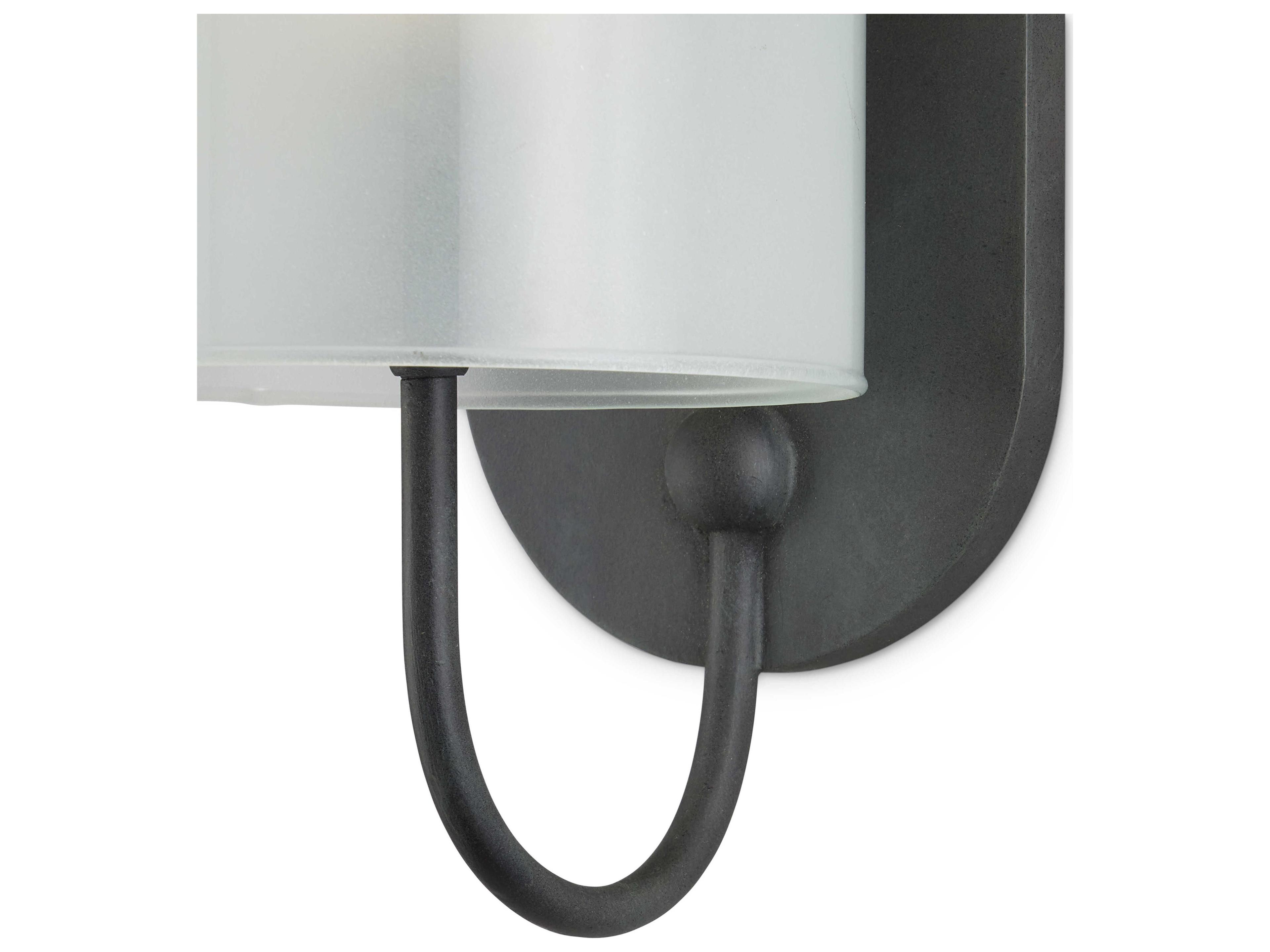 Currey & Company Glacier 1-Light Antique Bronze Black Glass Wall Sconce