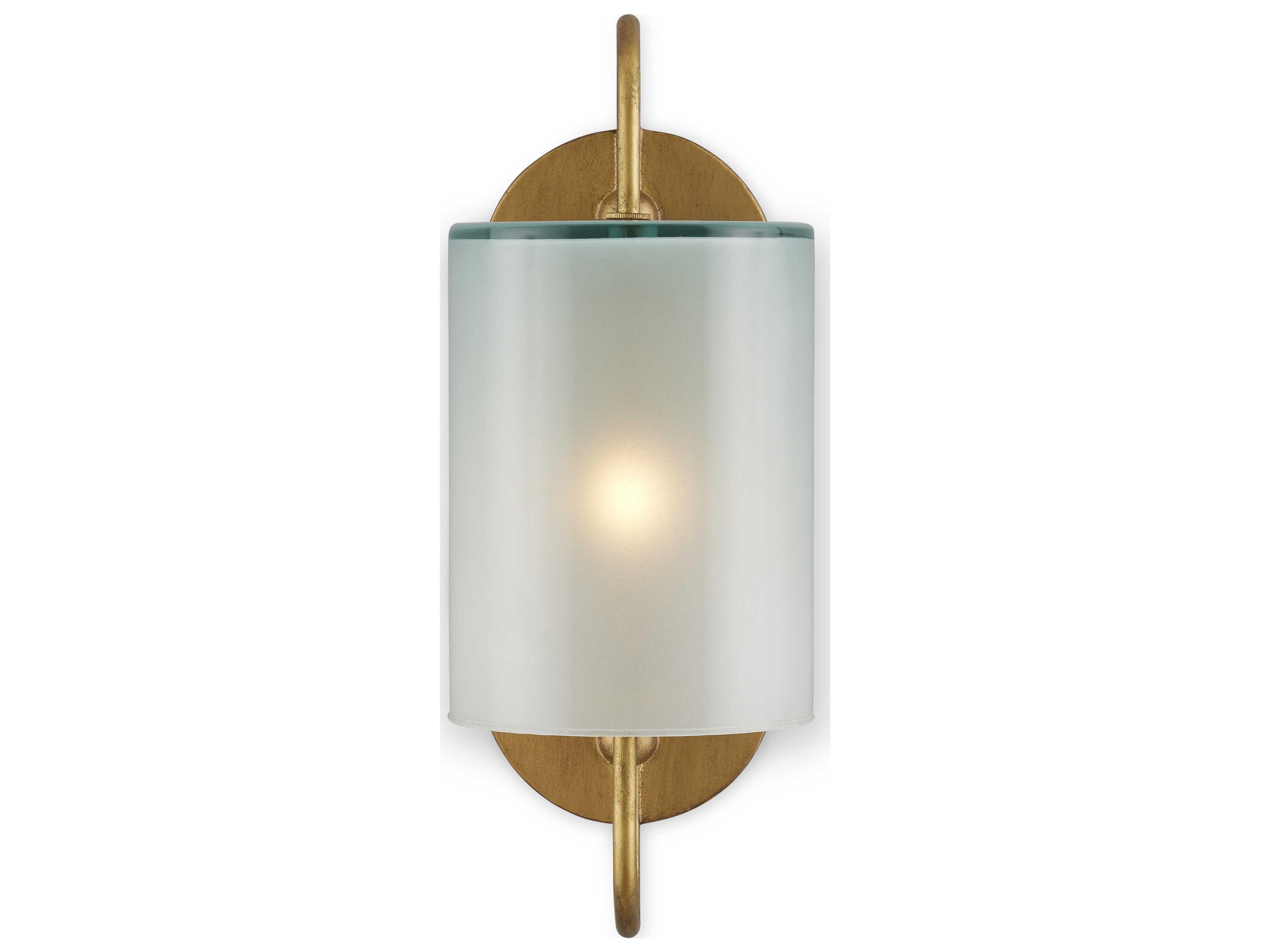 Currey & Company Glacier 1-Light Brass White Glass Wall Sconce
