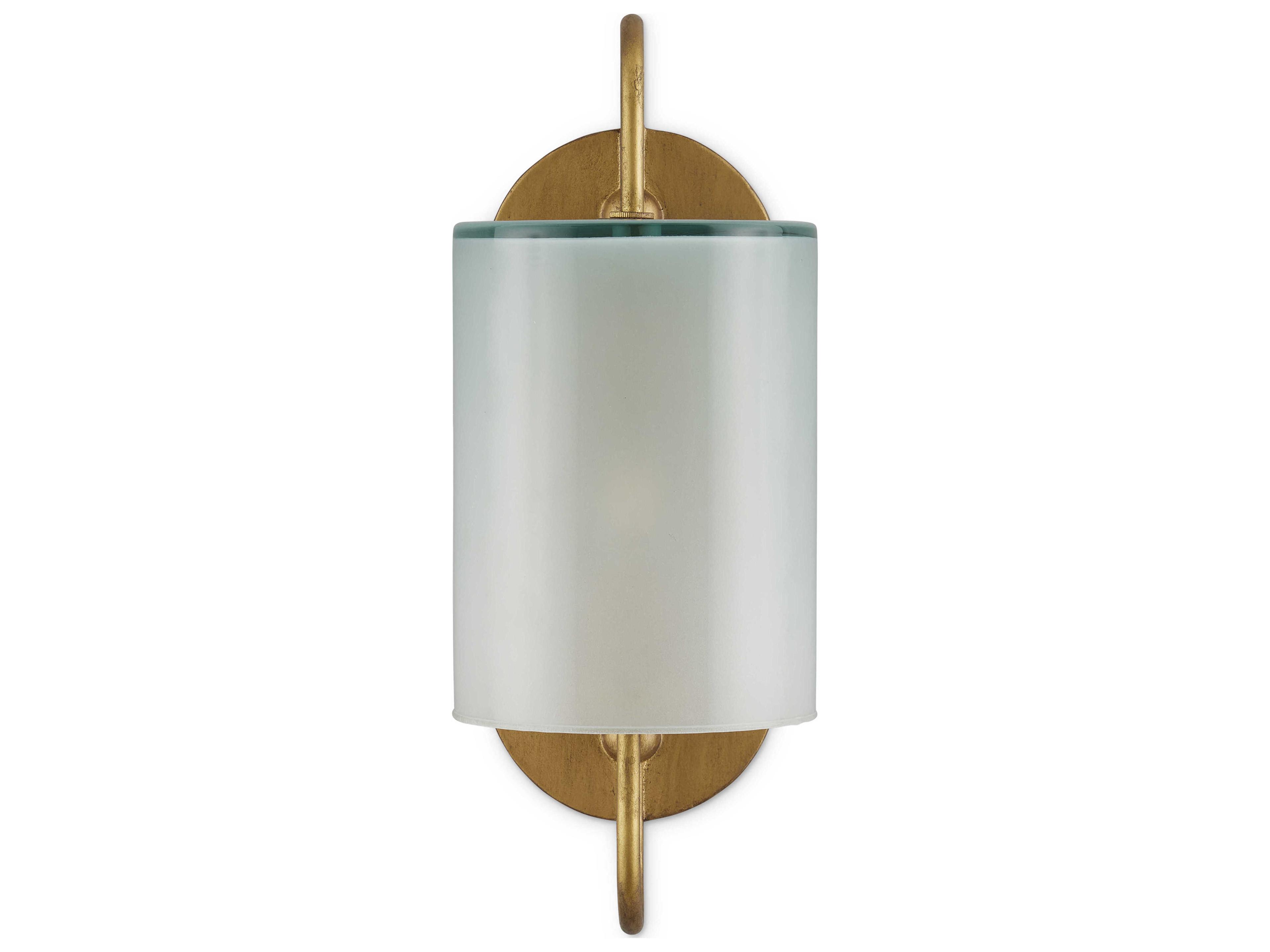 Currey & Company Glacier 1-Light Brass White Glass Wall Sconce