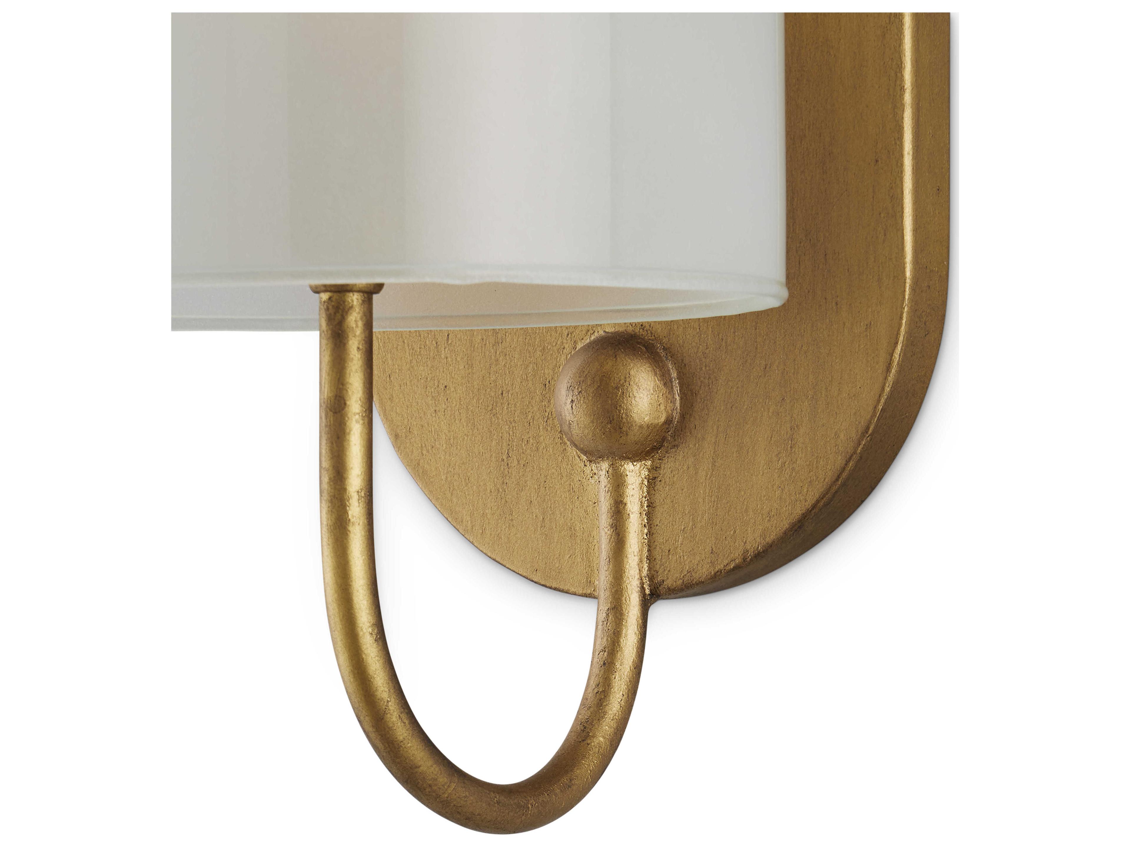 Currey & Company Glacier 1-Light Brass White Glass Wall Sconce