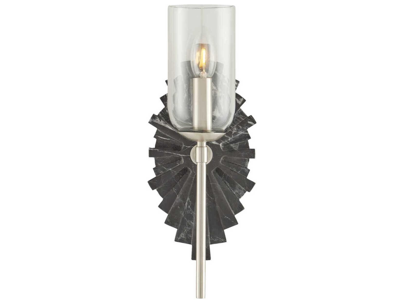 Currey & Company Benthos 1-Light Black Nickel Glass Wall Sconce