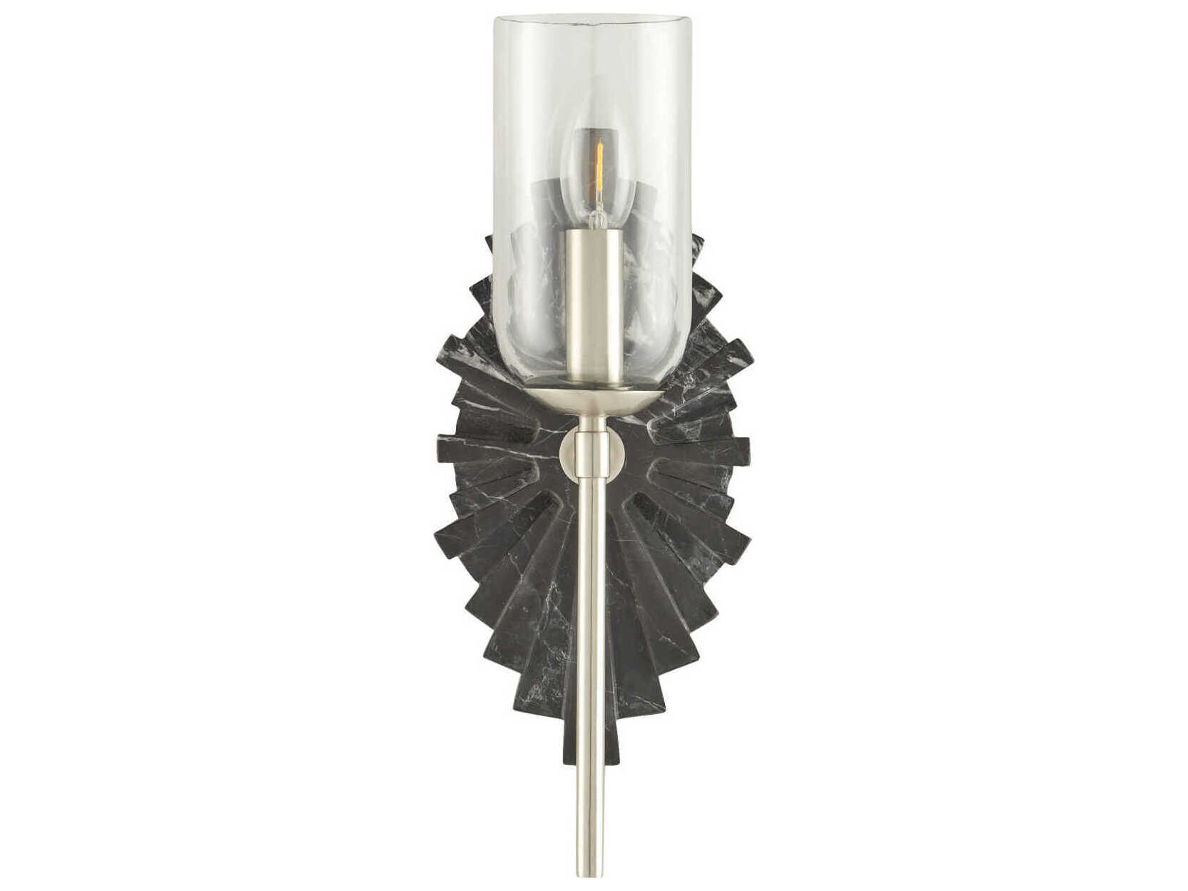 Currey & Company Benthos 1-Light Black Nickel Glass Wall Sconce
