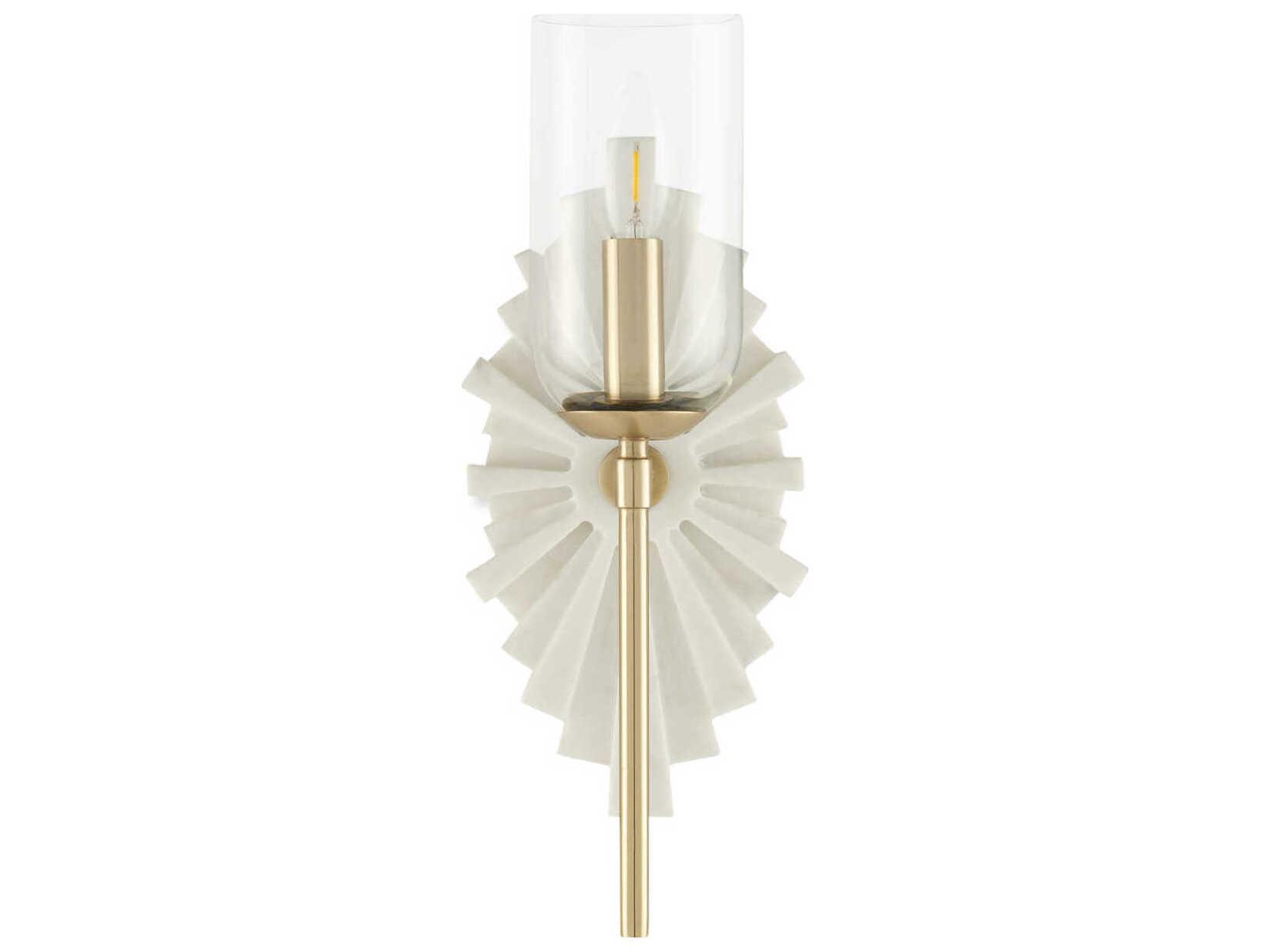 Currey & Company Benthos 1-Light White Brass Wall Sconce