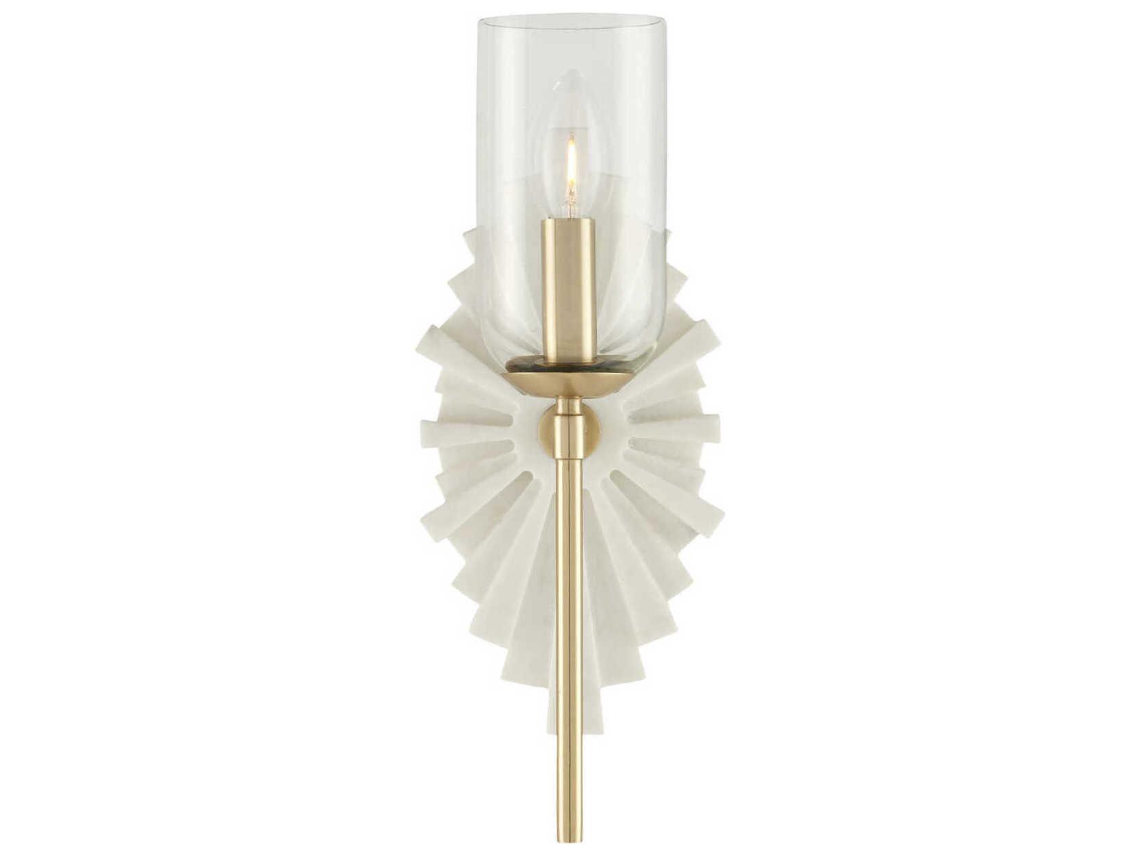 Currey & Company Benthos 1-Light White Brass Wall Sconce