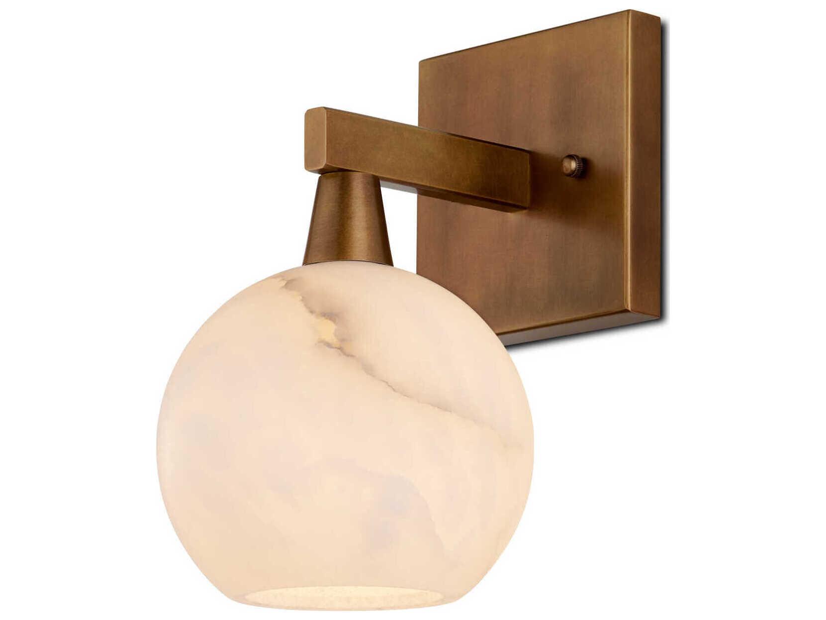 Currey & Company Bombelles 1-Light Antique Brass Natural Wall Sconce