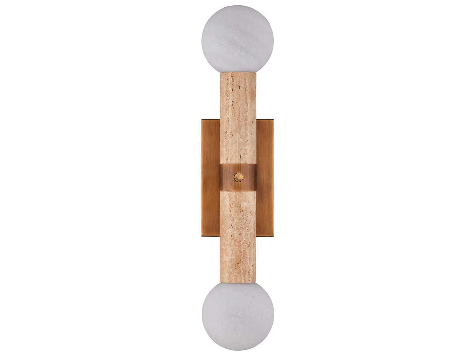 Currey & Company Beatrix 2-Light Beige Antique Brass Wall Sconce