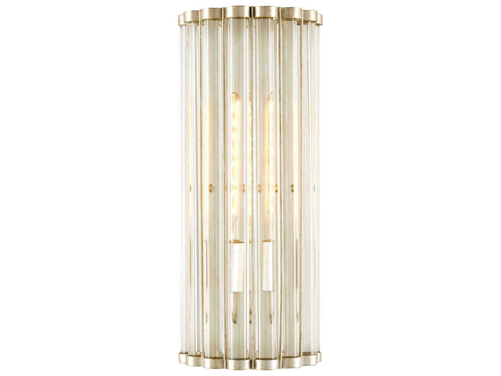 Currey & Company Warwick 1-Light Contemporary Silver Leaf Clear Crystal Wall Sconce