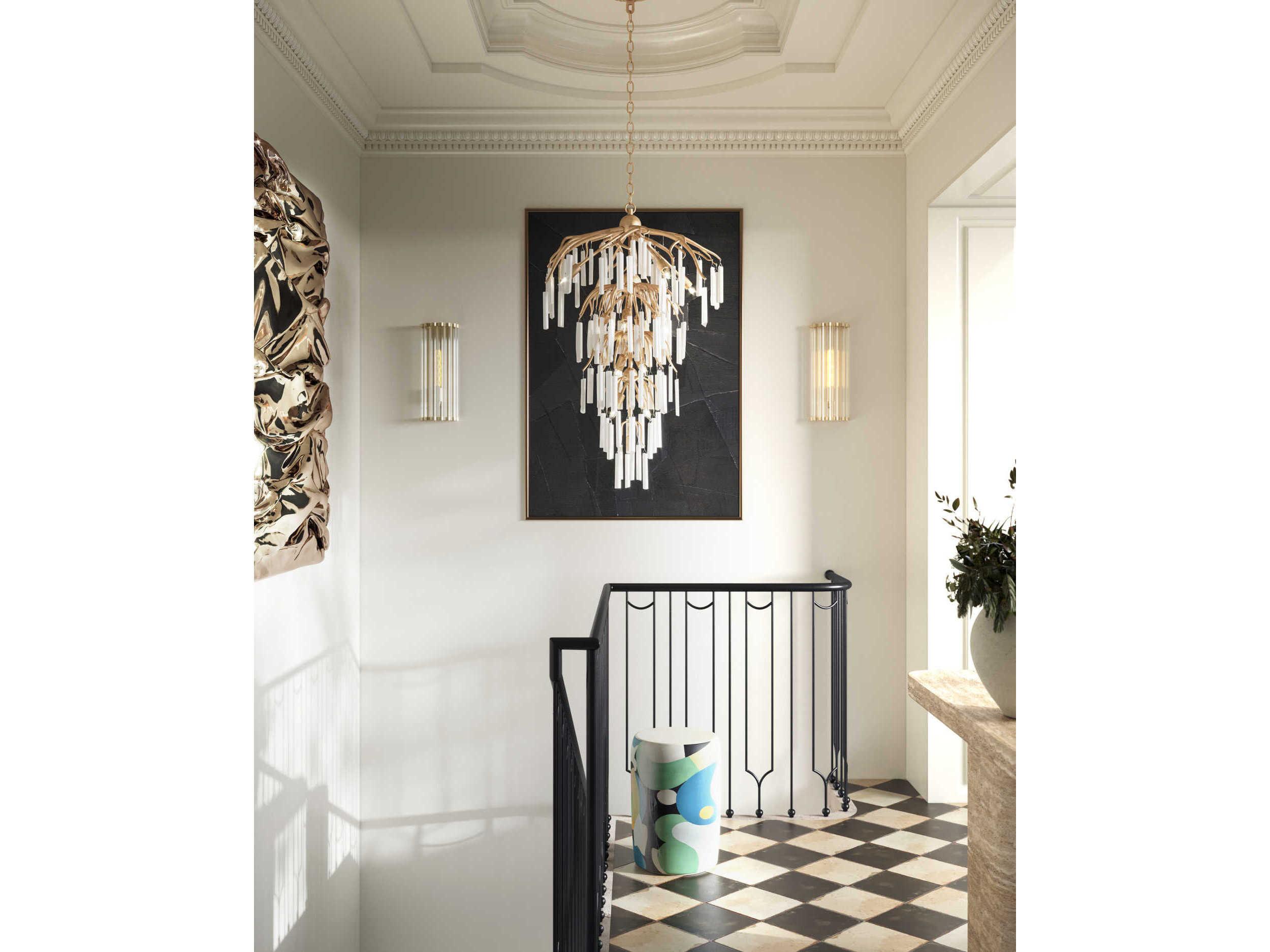 Currey & Company Warwick 1-Light Contemporary Silver Leaf Clear Crystal Wall Sconce