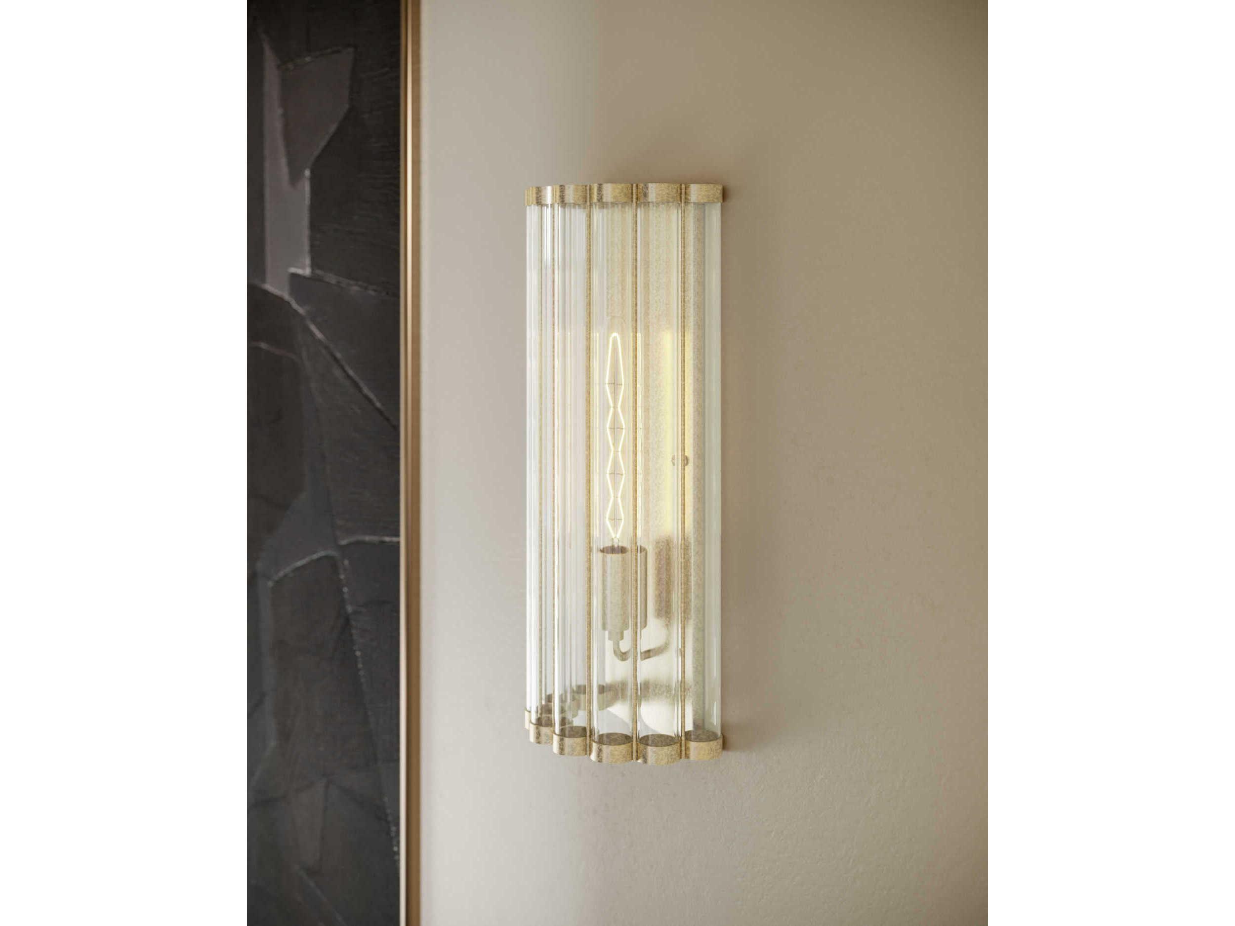 Currey & Company Warwick 1-Light Contemporary Silver Leaf Clear Crystal Wall Sconce