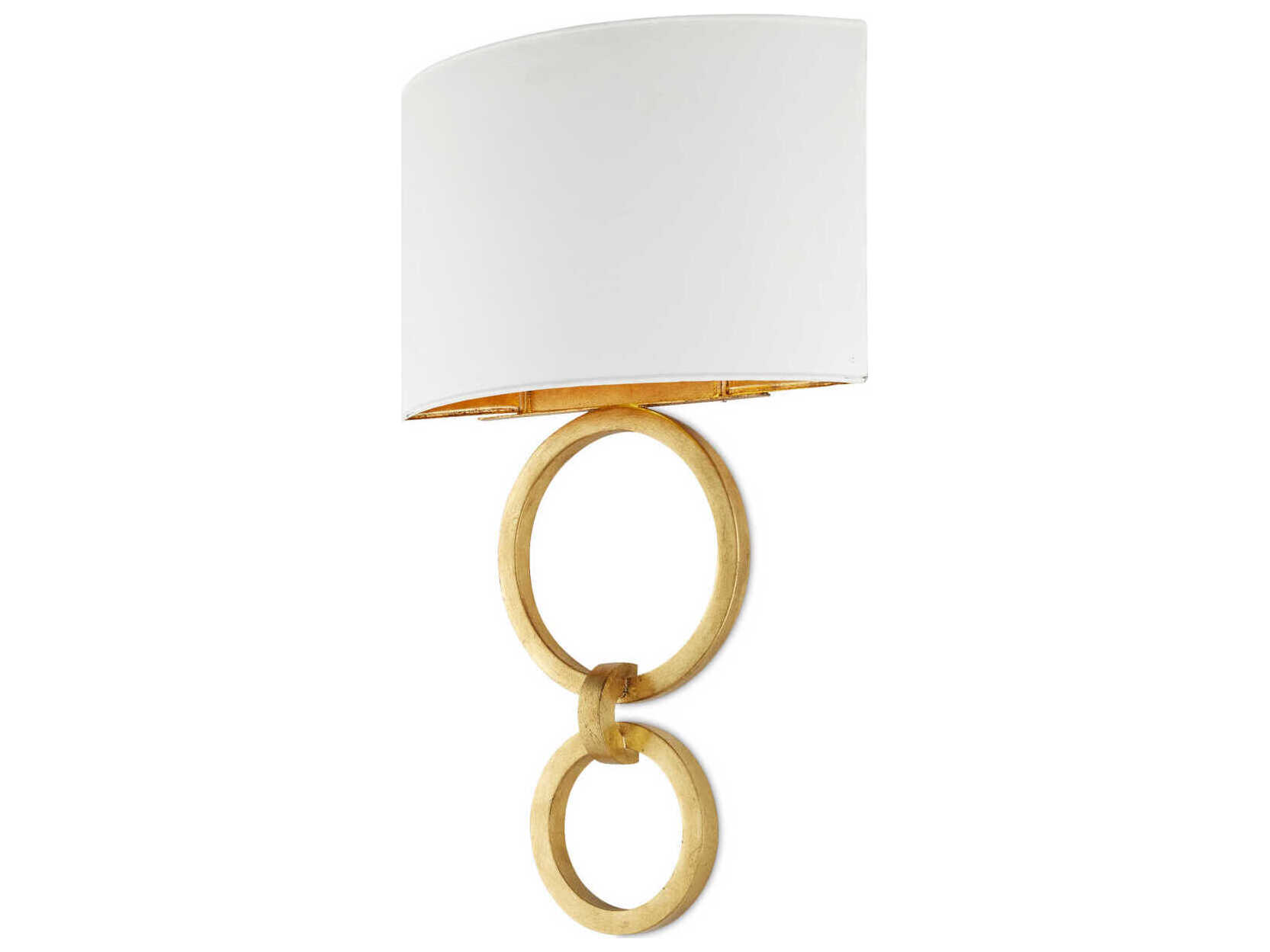 Currey & Company Bolebrook 1-Light Gesso White Contemporary Gold Leaf Wall Sconce