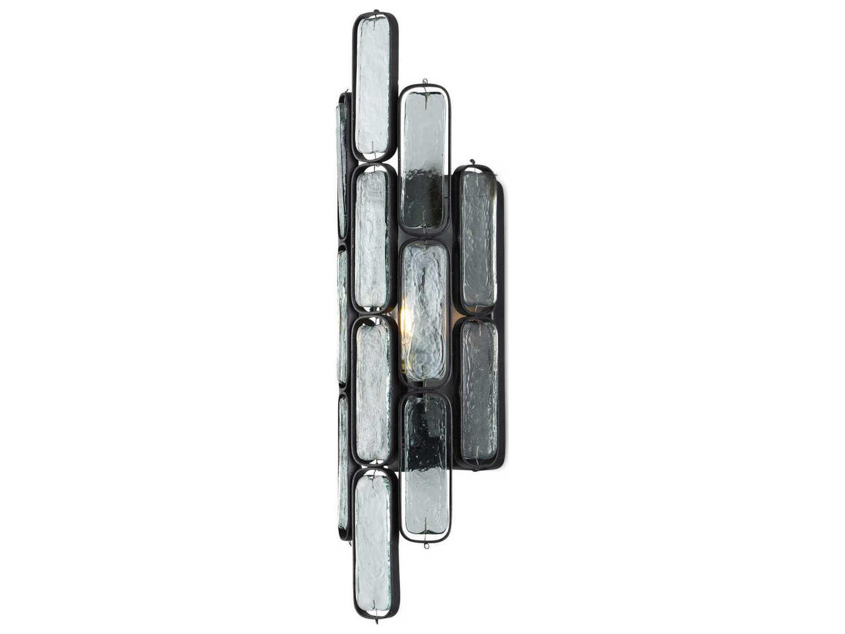 Currey & Company Centurion 1-Light Satin Black Glass Wall Sconce