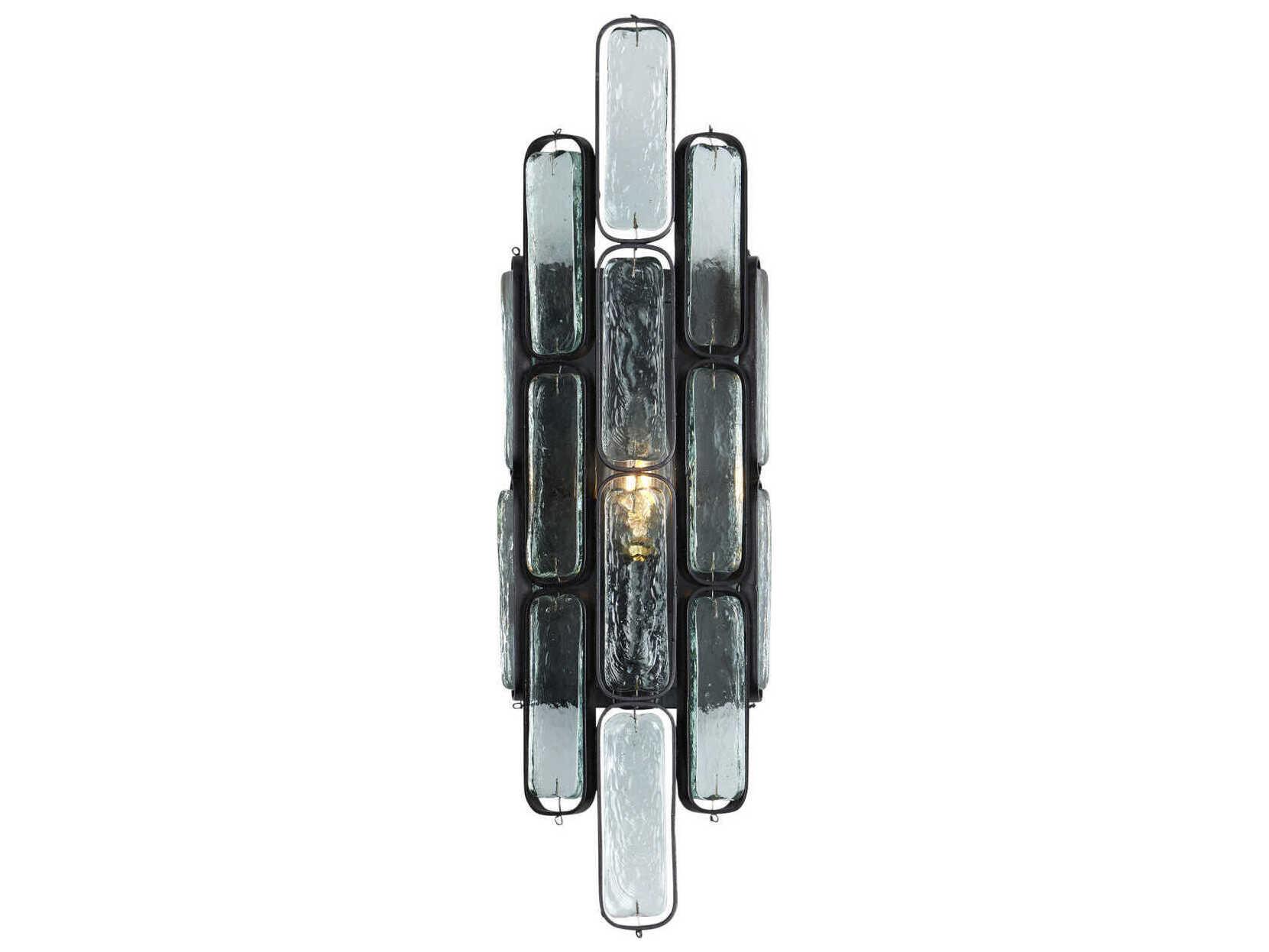 Currey & Company Centurion 1-Light Satin Black Glass Wall Sconce